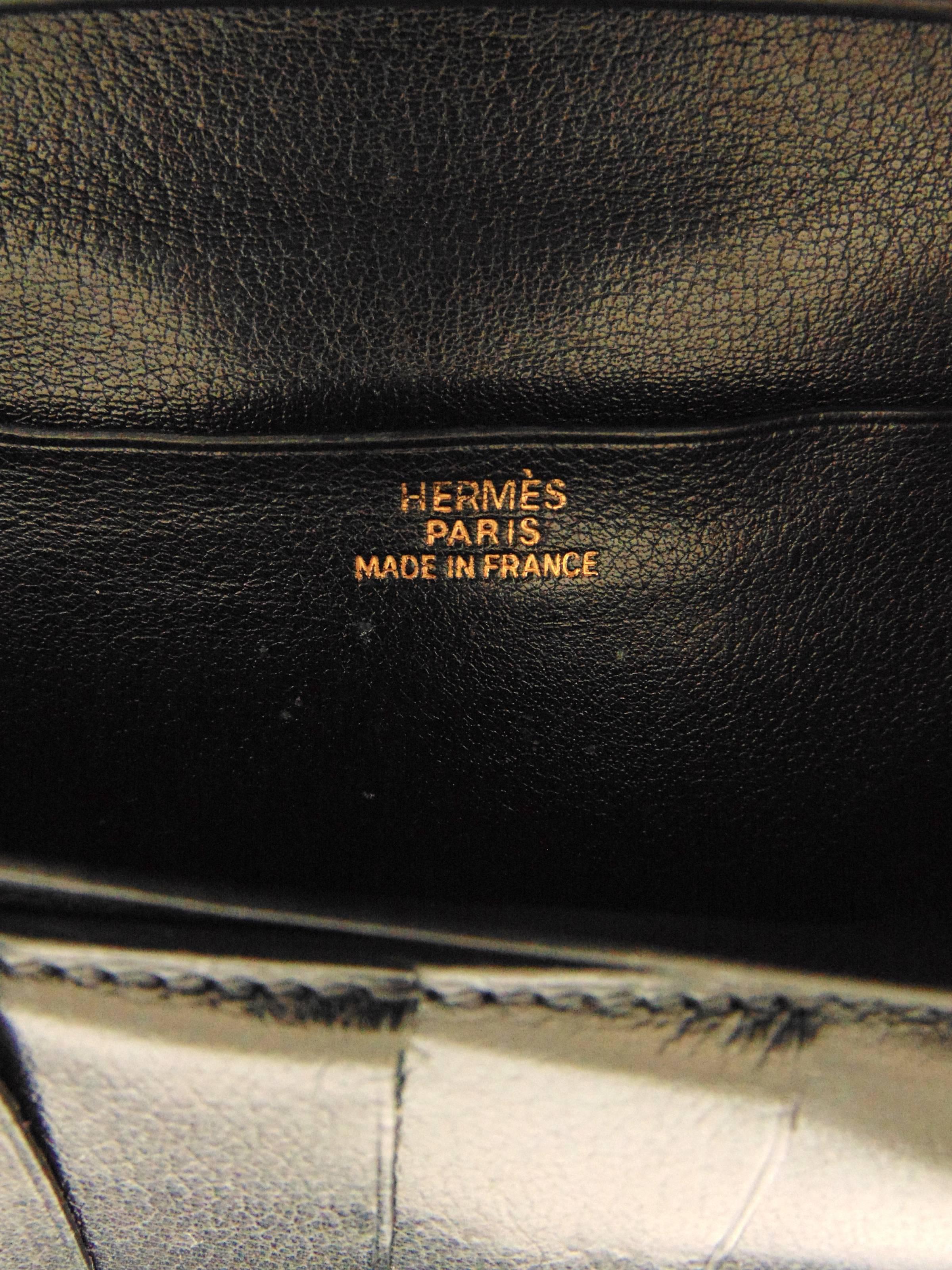 Hermes Black Buffle Gala Leather Wallet Trifold 2004 + Box  3