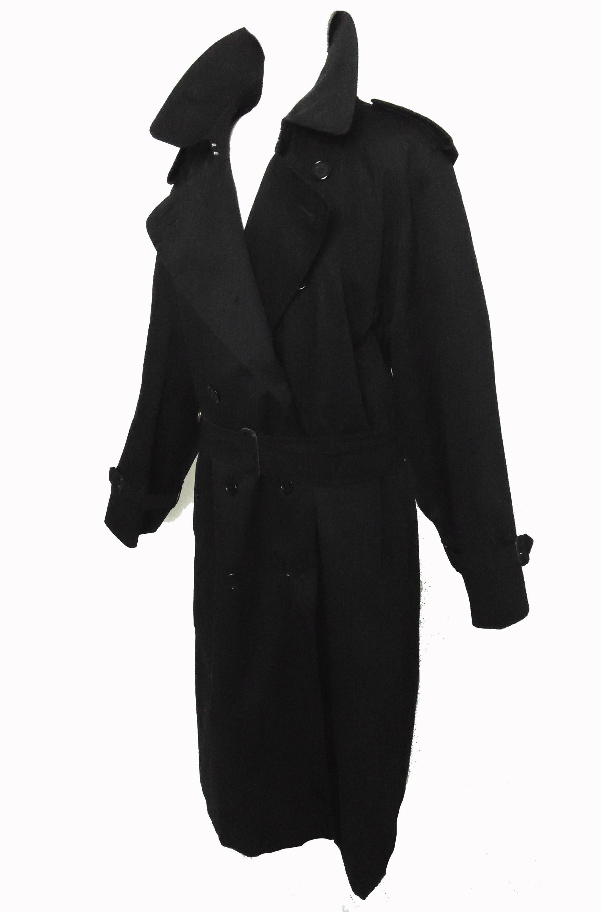 Black Iconic Burberry London Westminster Long Trench Coat 1990s Mens Sz 48