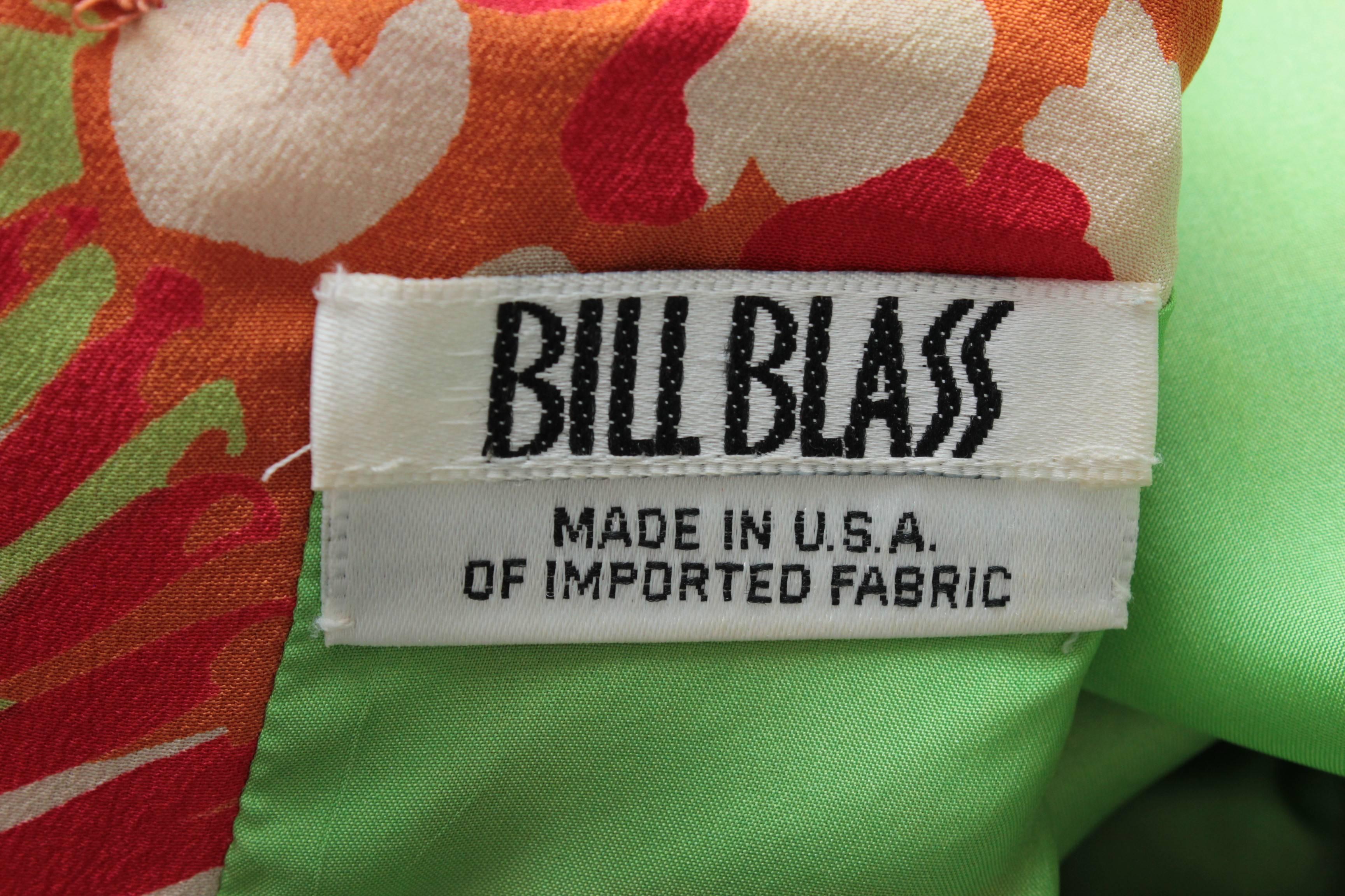 Bill Blass Floral Silk Dress Bishop Sleeves Abstract Print 1980s Sz 10 4