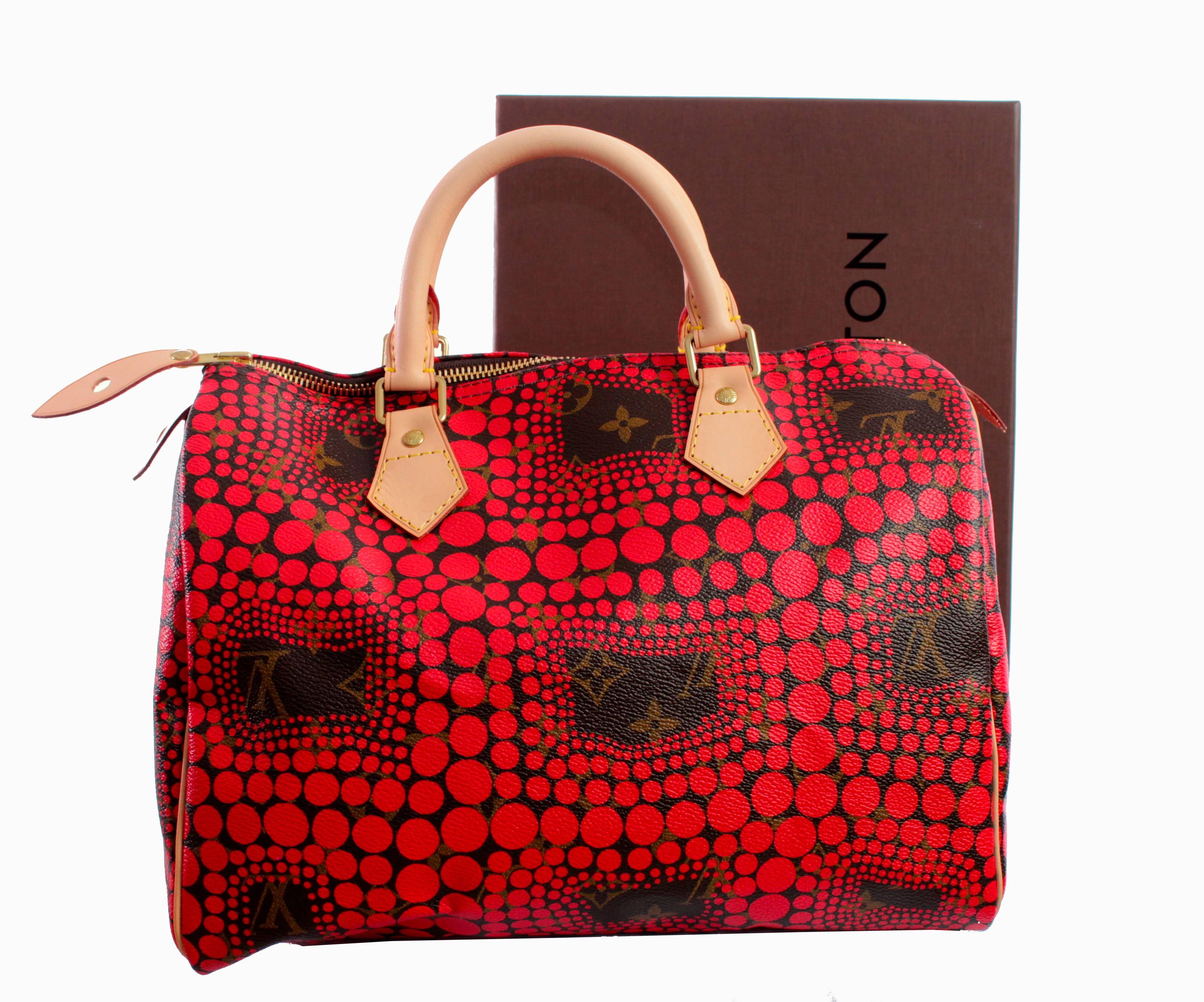 Women's Limited Louis Vuitton Yayoi Kusama Red Pumpkin Dot Speedy Bag 30 + Box 2012