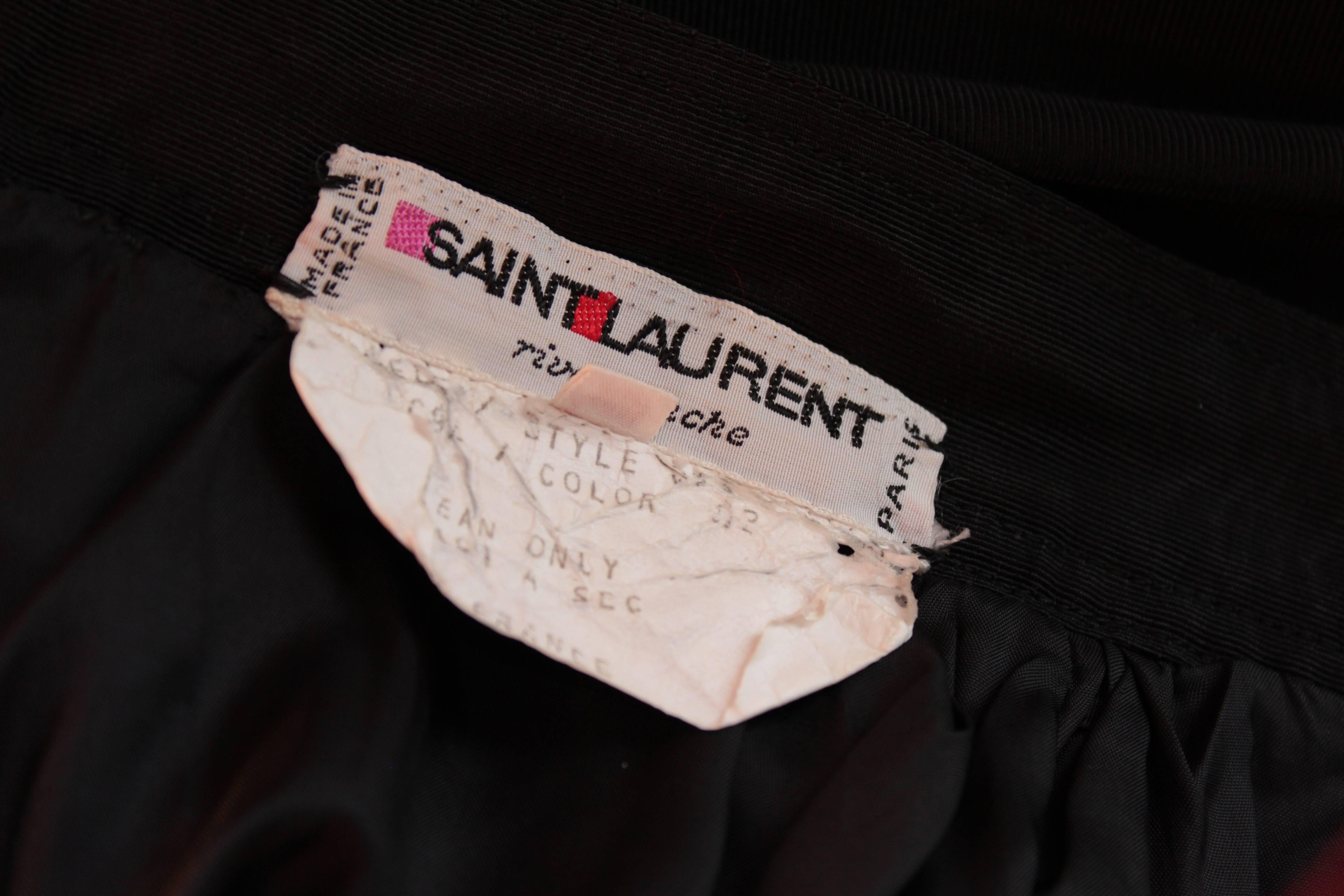 Yves Saint Laurent Silk Skirt Black Moire Embroidered Hem Russian Peasant 70s 4