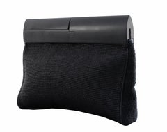 Rare De Vecchi by Hamilton Hodge Black Woven Clutch Wood Frame Bag 90s Italy