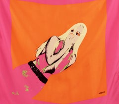 Versace Silk Scarf Large Wrap Pop Art Donatella Print Spring 2004 Runway 35in