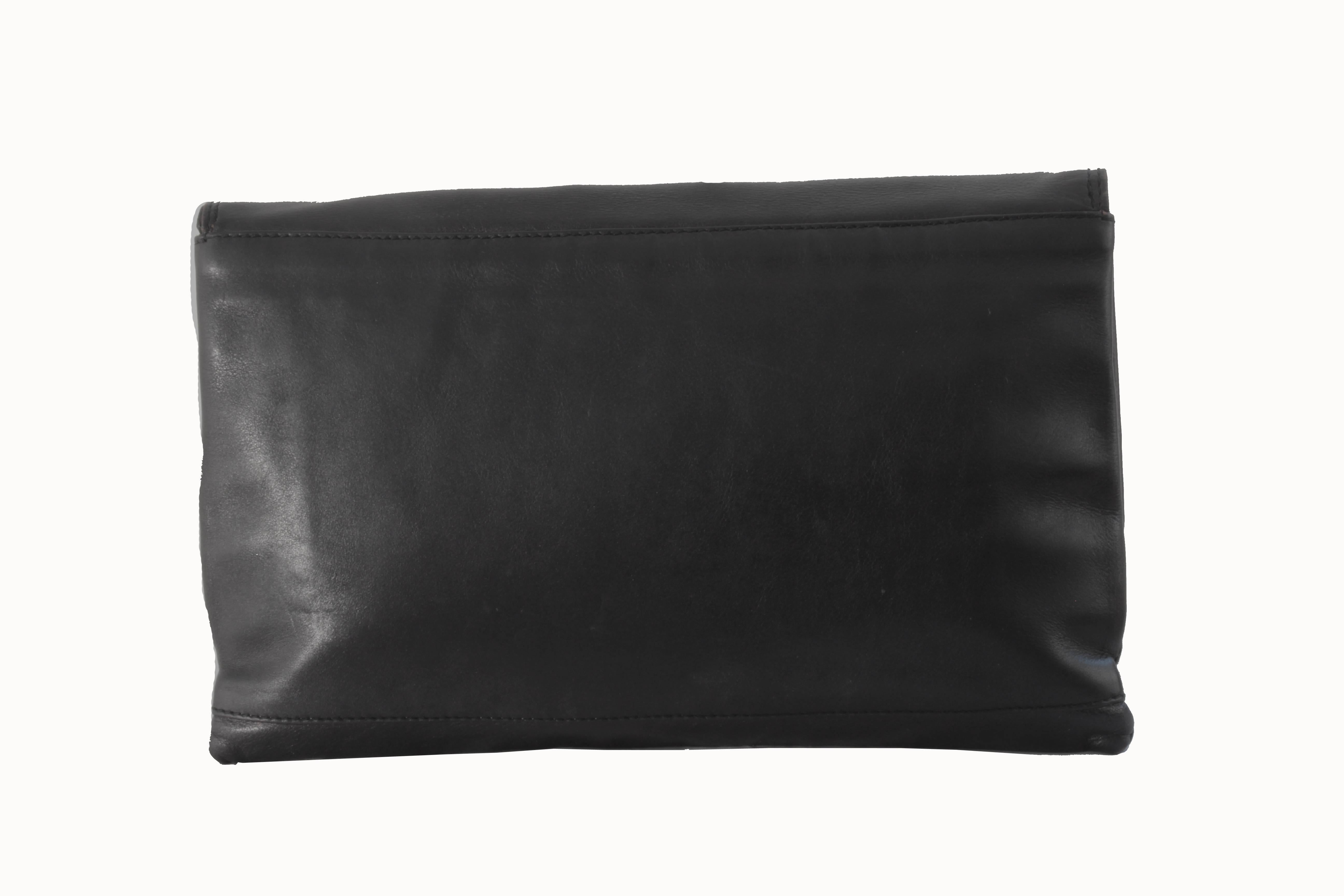 Women's Black Leather Clutch Bag Purse from Dayton's Department Store, Italy 1960s