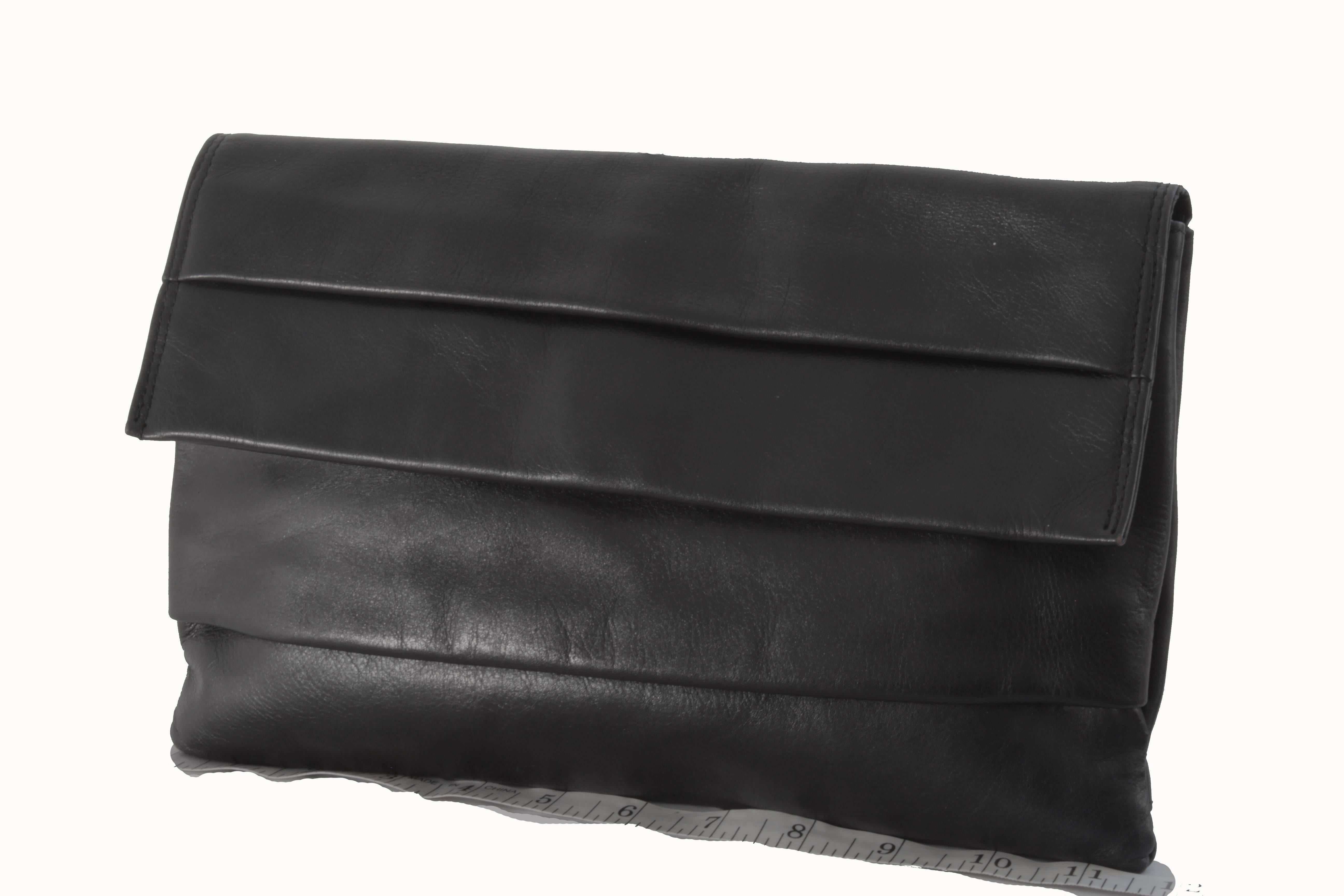 Black Leather Clutch Bag Purse from Dayton's Department Store, Italy 1960s 1
