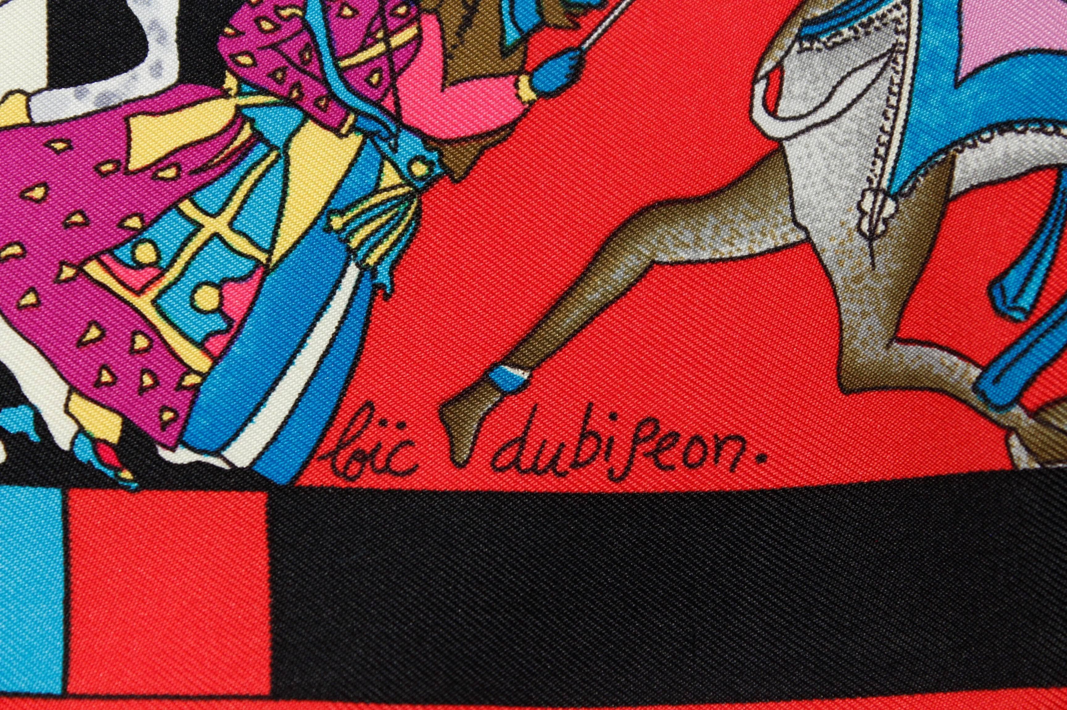 Women's Hermes Paris Silk Scarf Fantaisies Indiennes Loic Dubigeon 90cm 2008