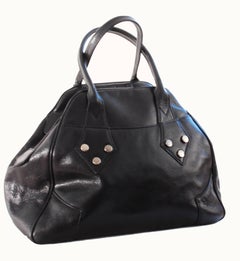 Vivienne Westwood Large Bowler Bag Tote Black Leather & Silver Hardware 2000