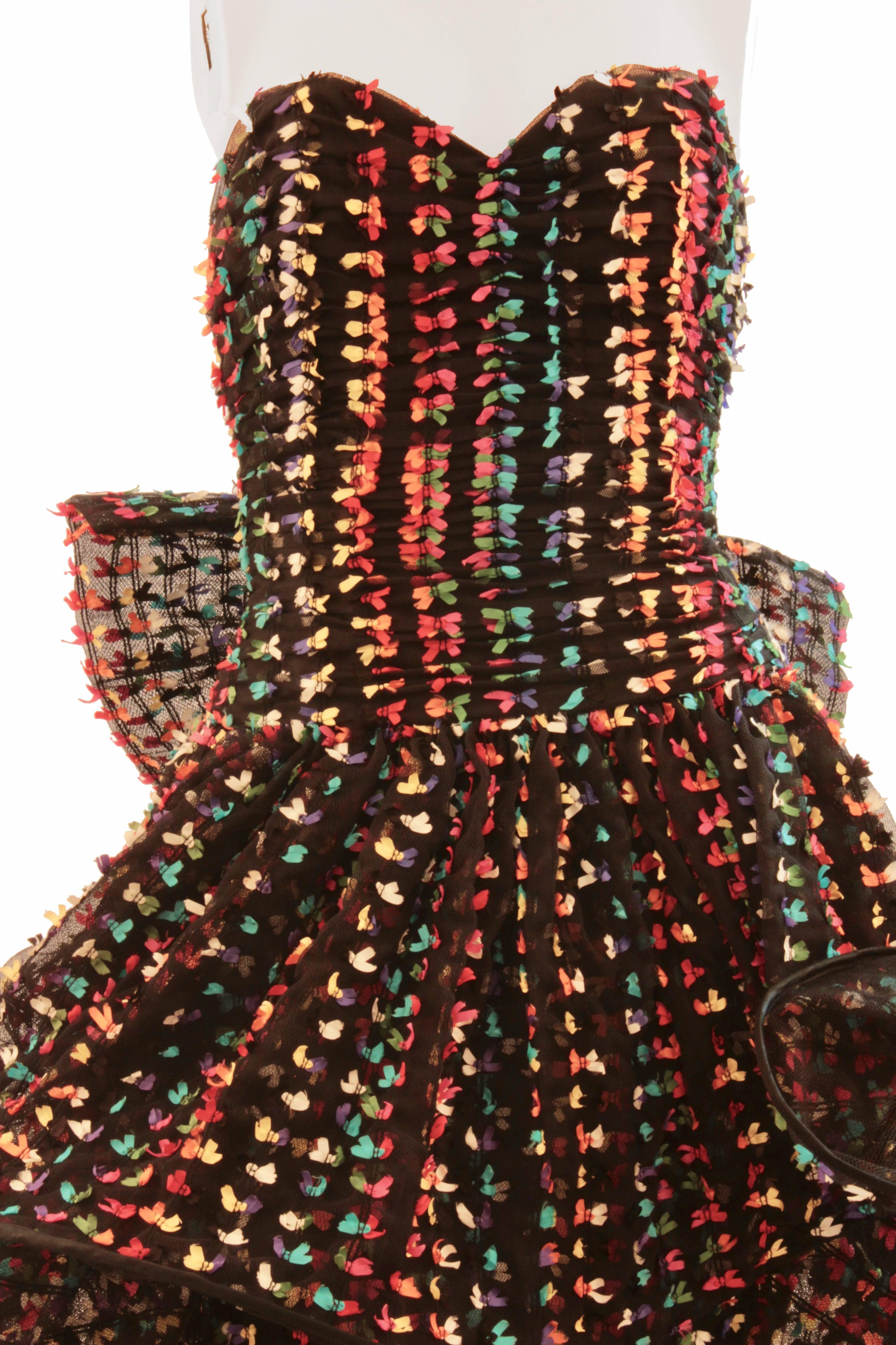 Unique Confetti Bow Cocktail Dress by Tomasz Starzewski Bergdorf Goodman 6 90s 2