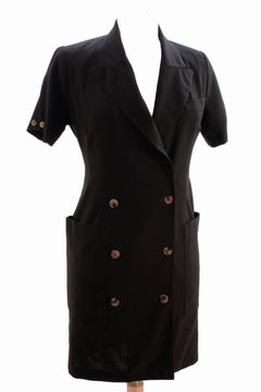 Jean Paul Gaultier Pour Gibo Black Shirt Dress Chic Oversized Pockets Sz 40 90s