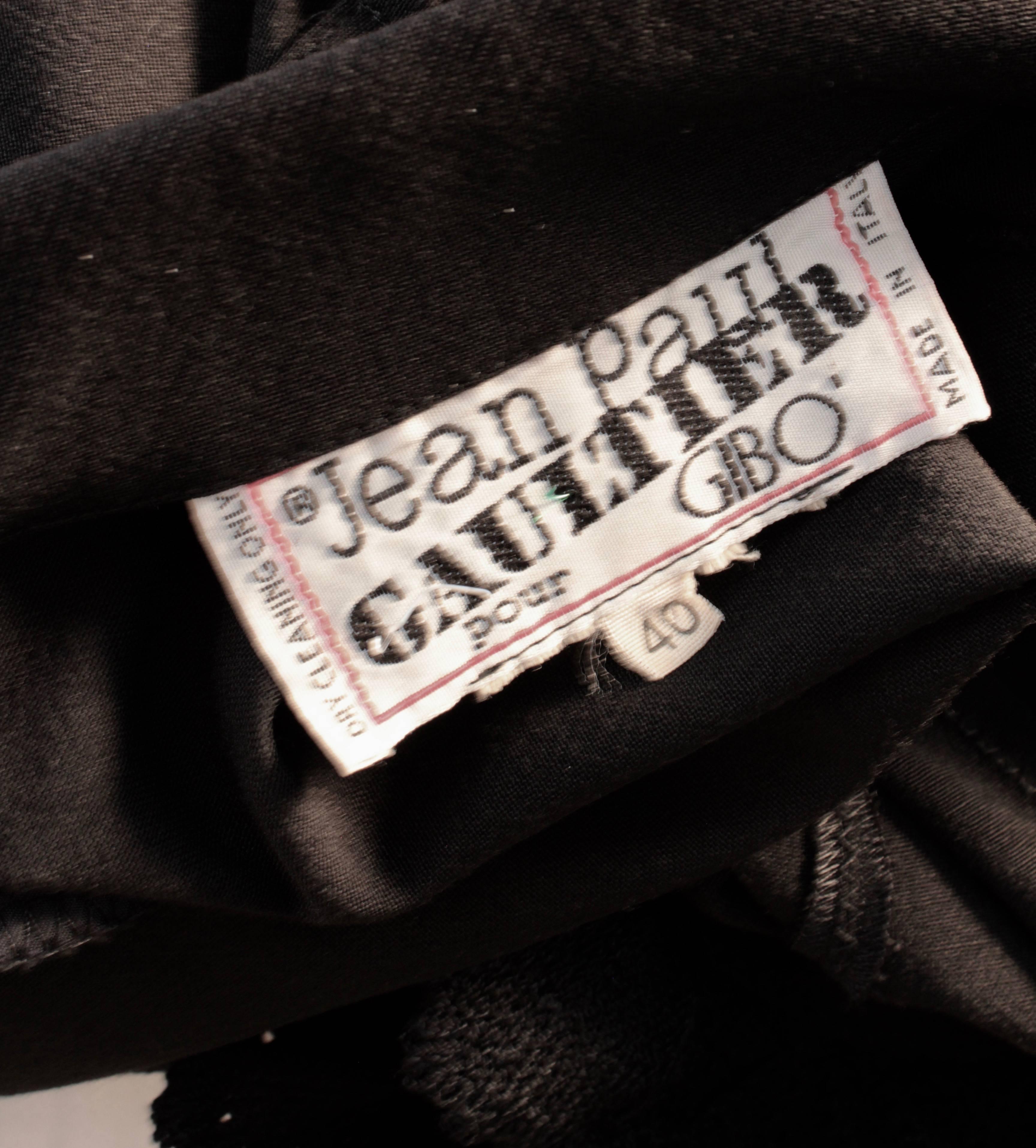 Jean Paul Gaultier Pour Gibo Black Shirt Dress Chic Oversized Pockets Sz 40 90s 2