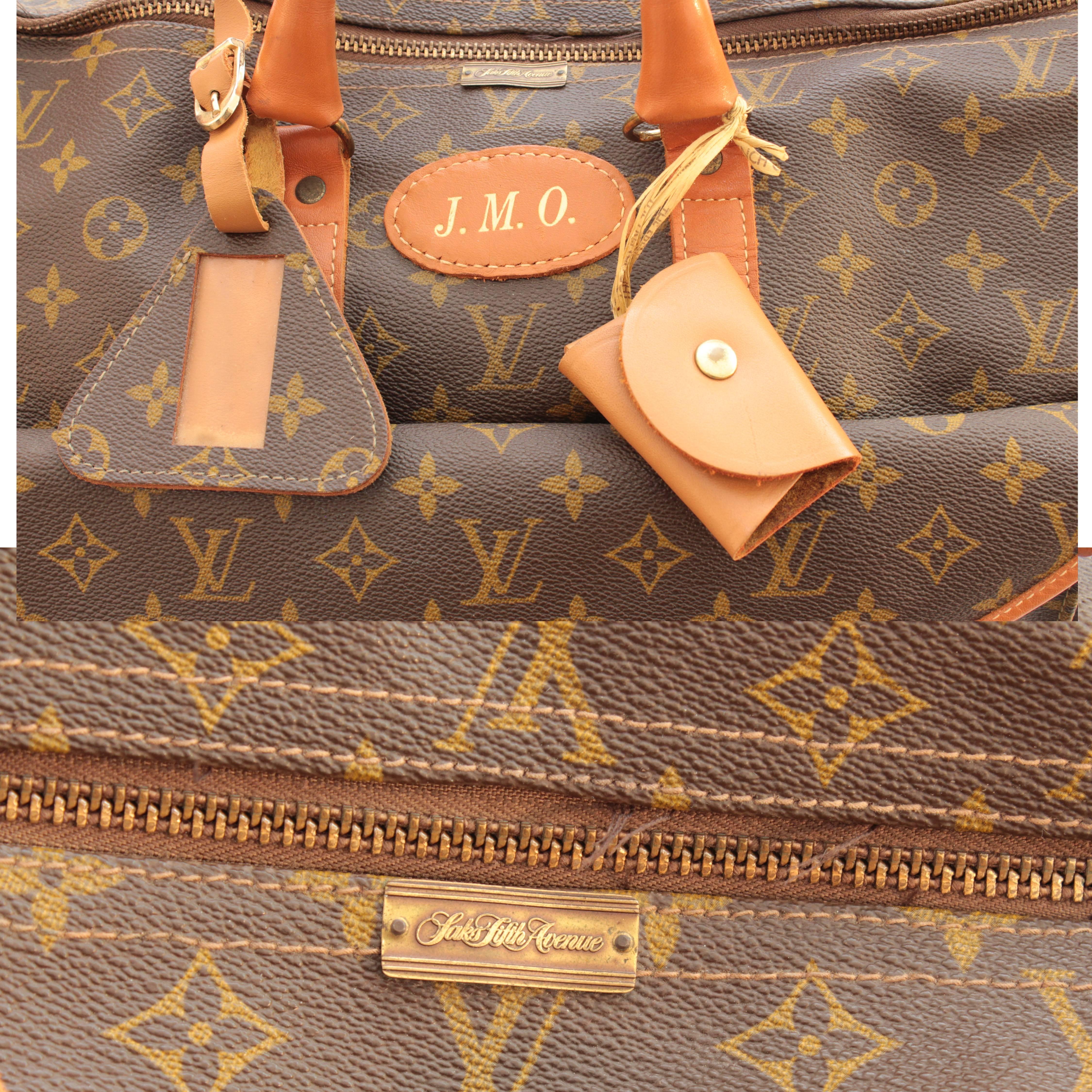 Louis Vuitton Saks Large Monogram Duffel Bag Overnight Travel Keepall Rare 70s  1