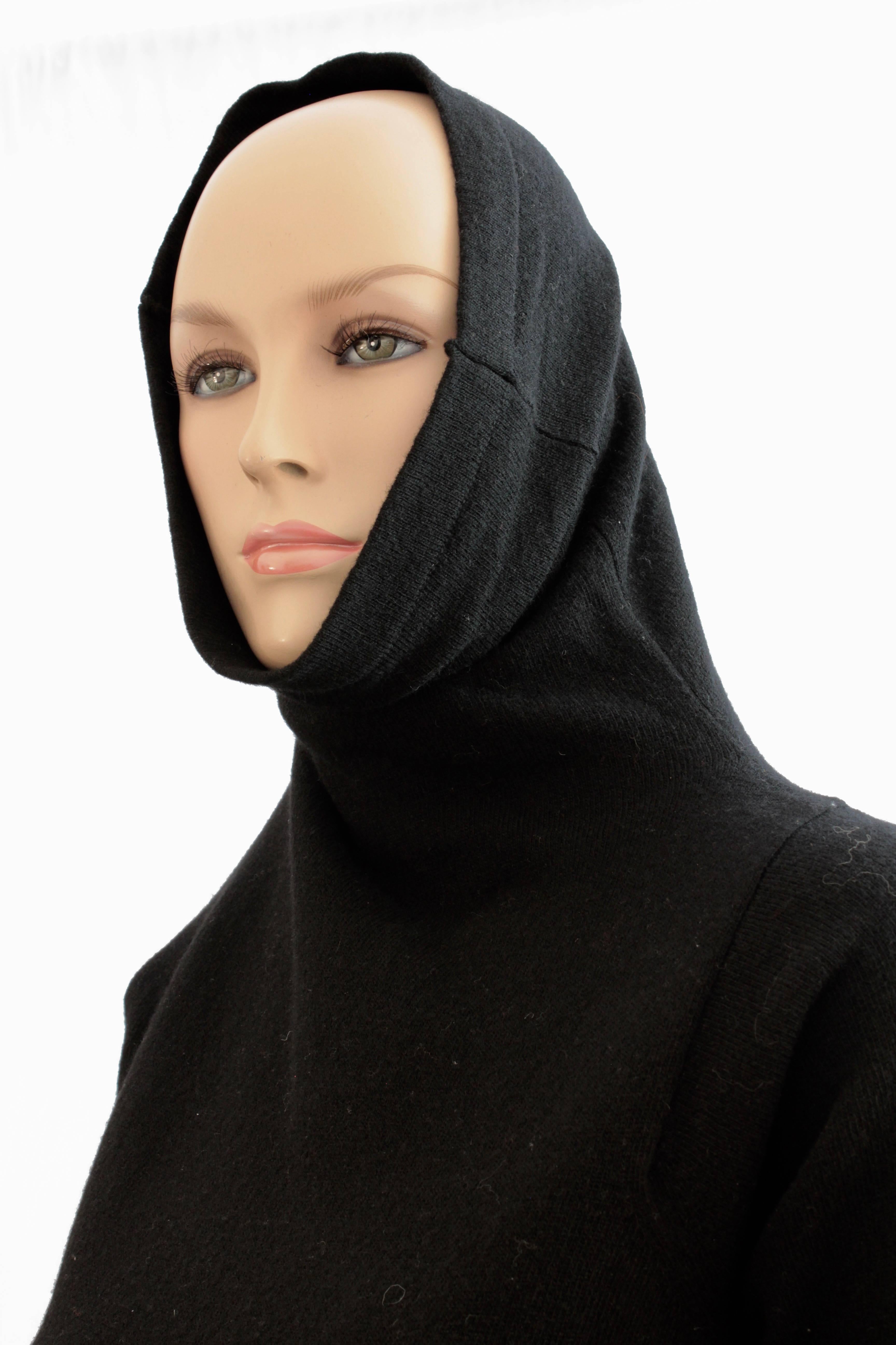 Bonnie Cashin Long Lambswool Knit Dress With Madonna Hood Collar Long Maxi 70s M 2