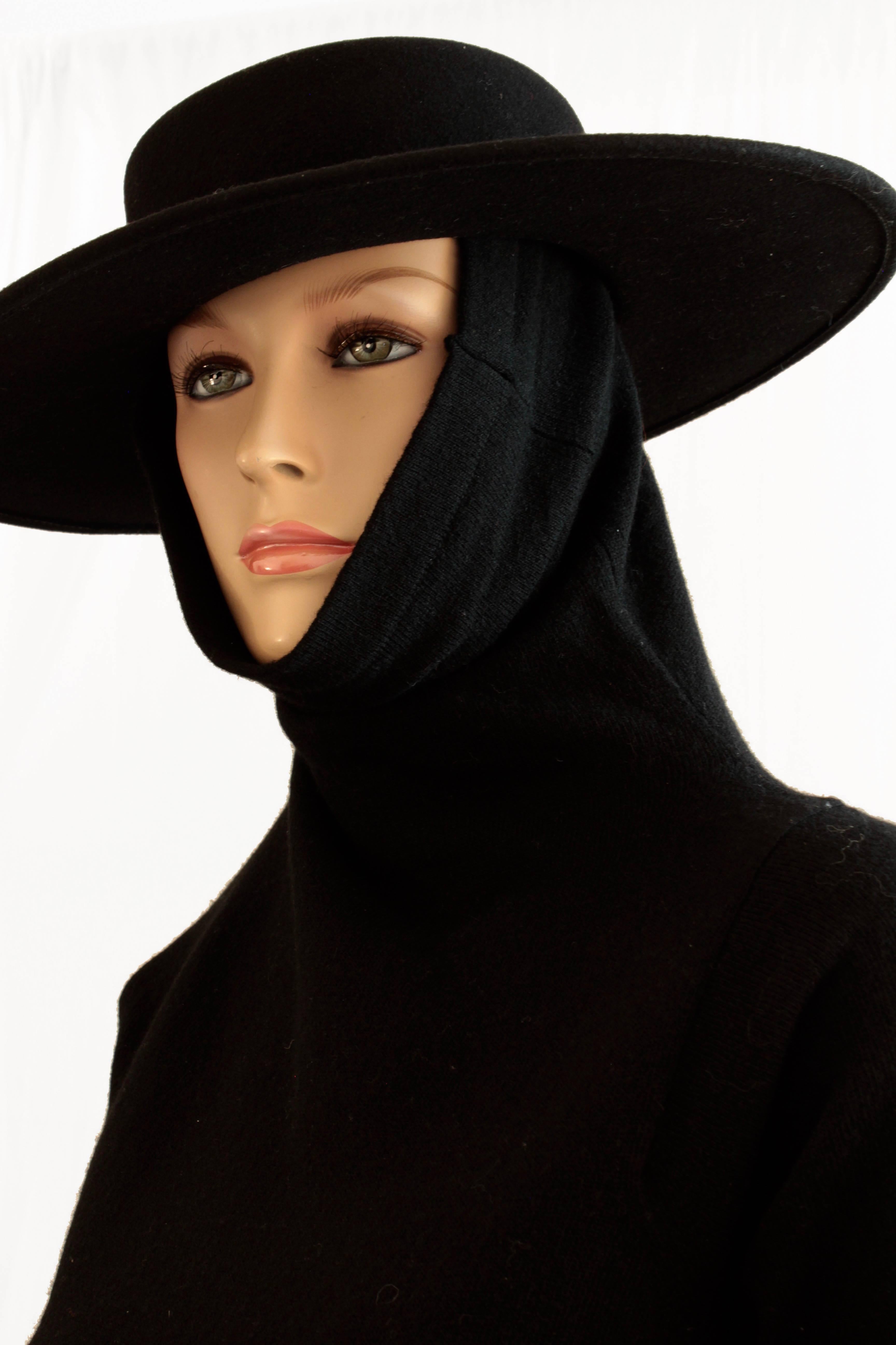 Bonnie Cashin Long Lambswool Knit Dress With Madonna Hood Collar Long Maxi 70s M 3