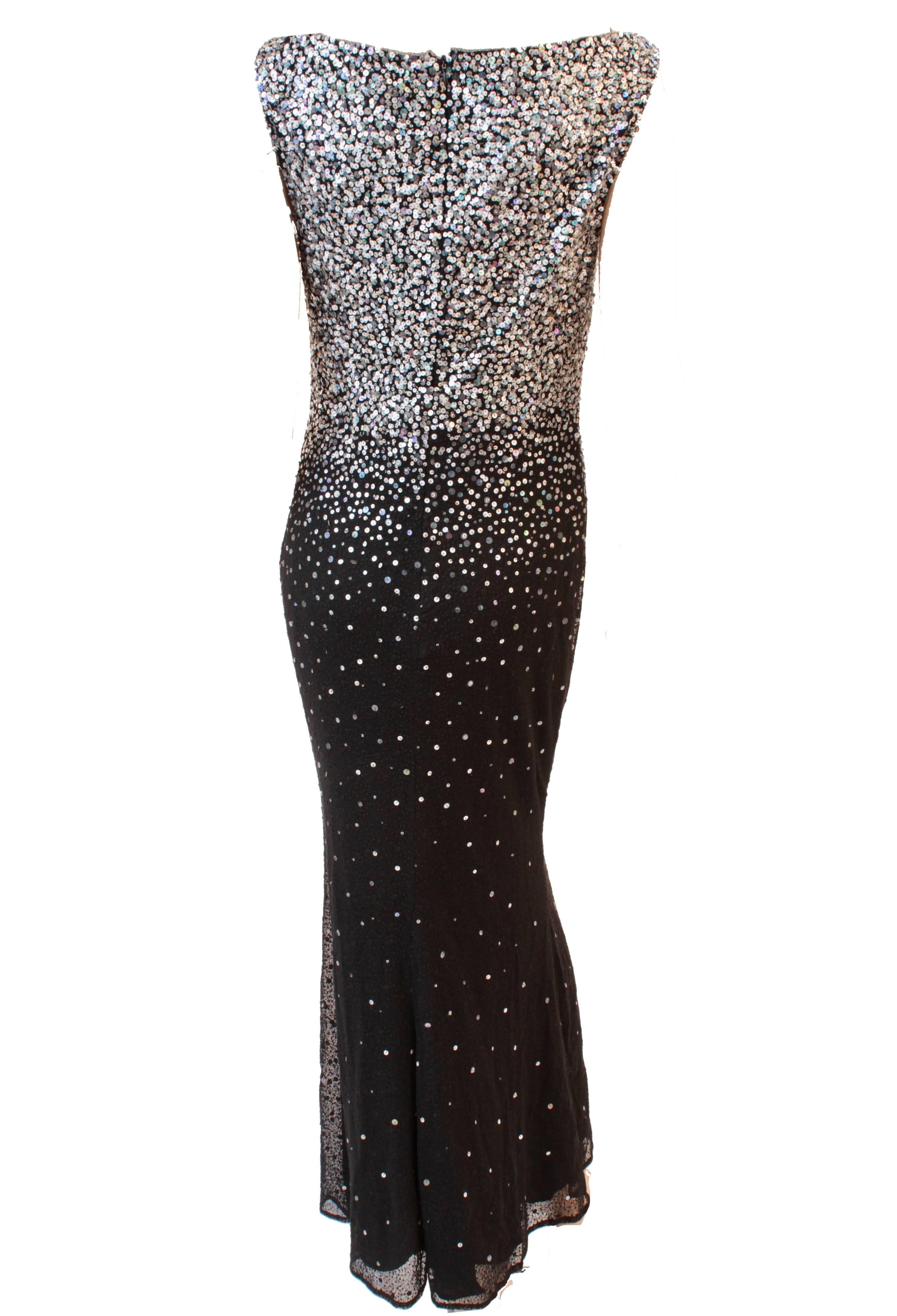 Naeem Khan Evening Gown Silk Sequins Full Length Formal Dress US 6 In Good Condition In Port Saint Lucie, FL