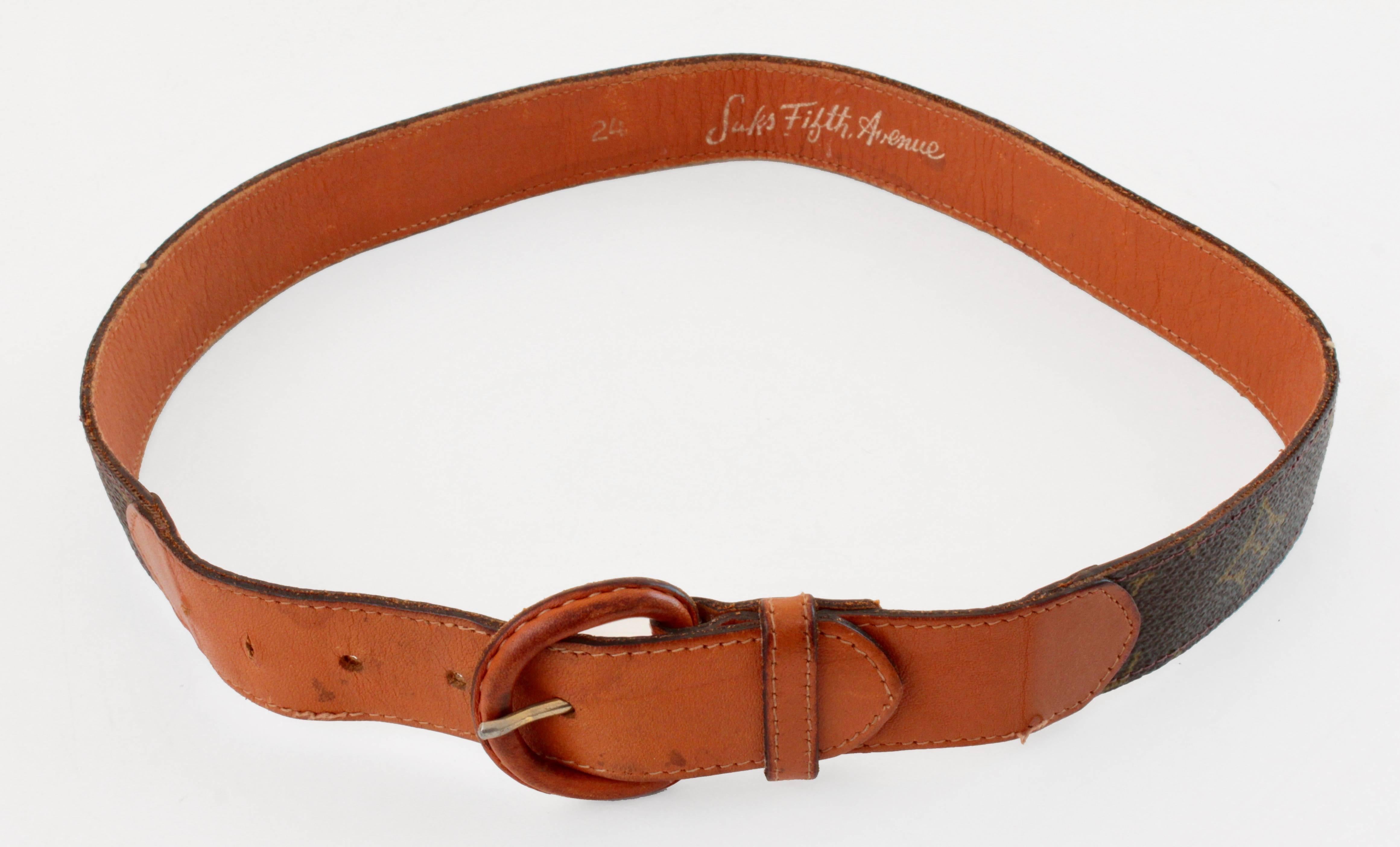 This vintage belt was made by Louis Vuitton for Saks Fifth Avenue, most likely in the early 70s.  Louis Vuitton partnered with high end retailers such as Saks during this period, before the house had a boutique presence in the USA.  Made from their