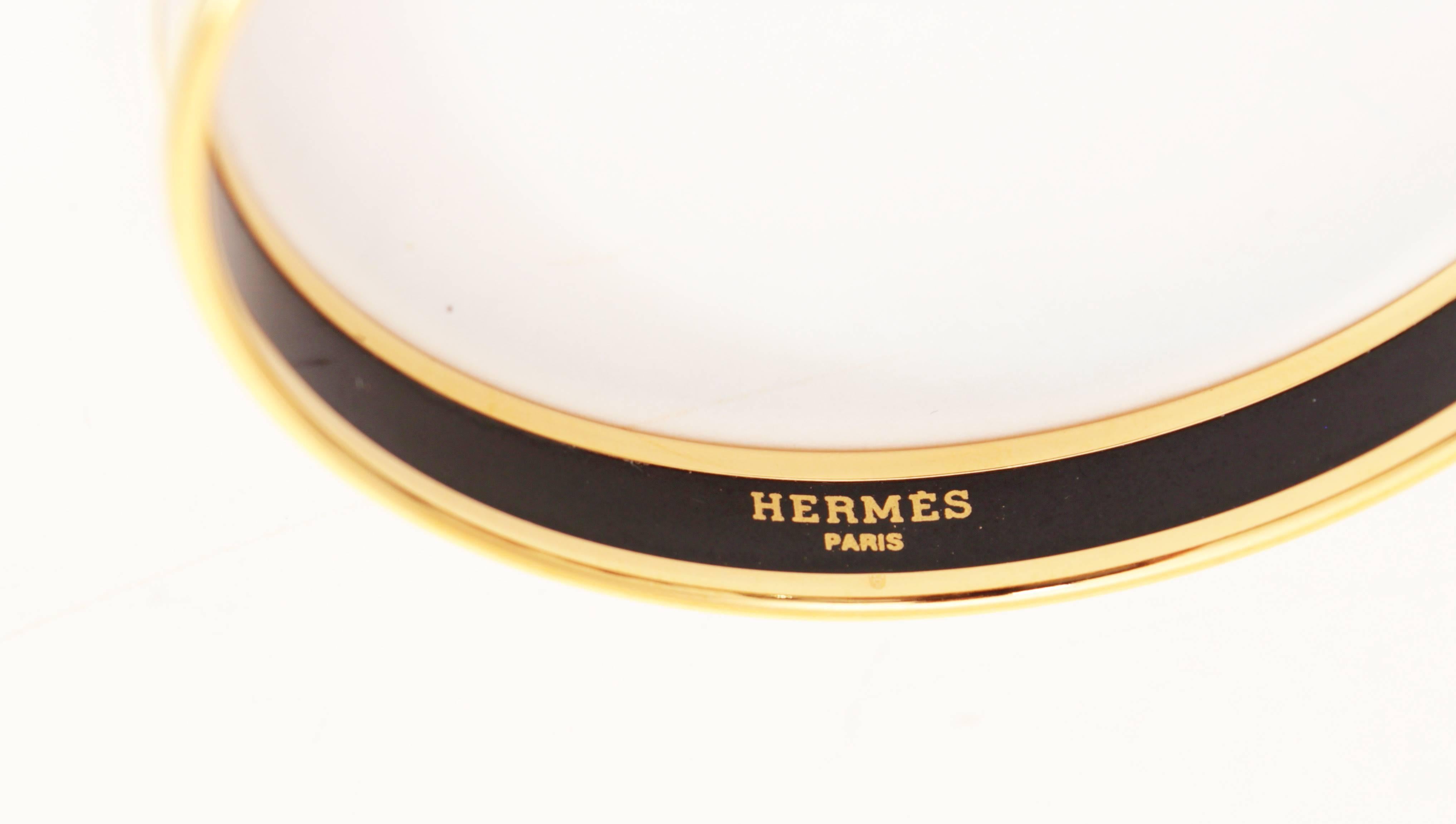 Hermes Narrow Enamel Bracelet Colorful Dots Bangle Gold Plated Size 62 + Box  3