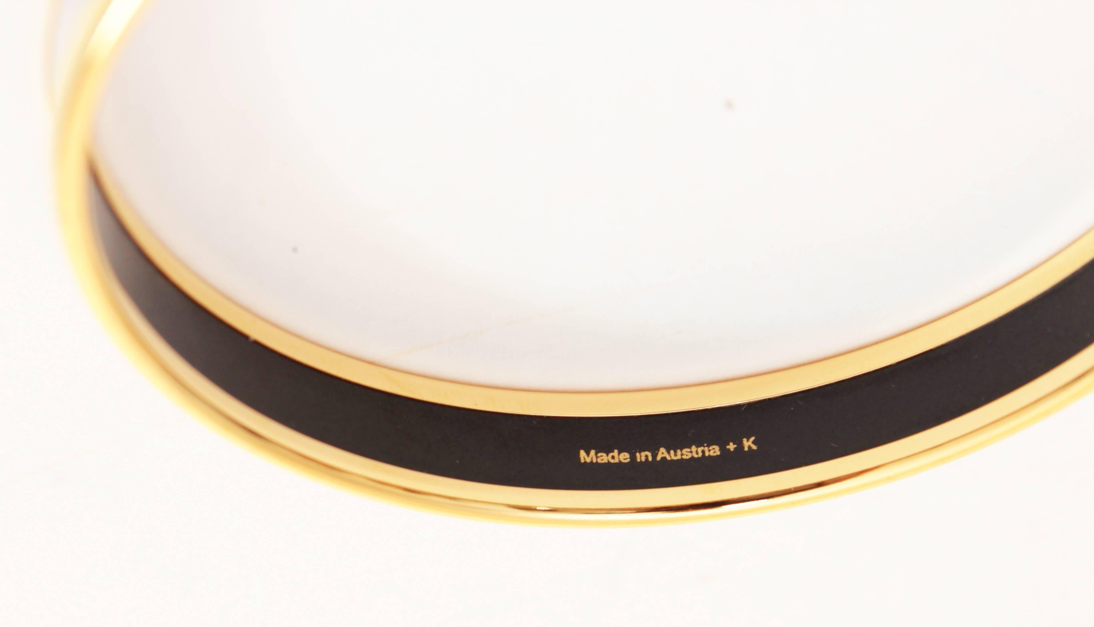 Hermes Narrow Enamel Bracelet Colorful Dots Bangle Gold Plated Size 62 + Box  4