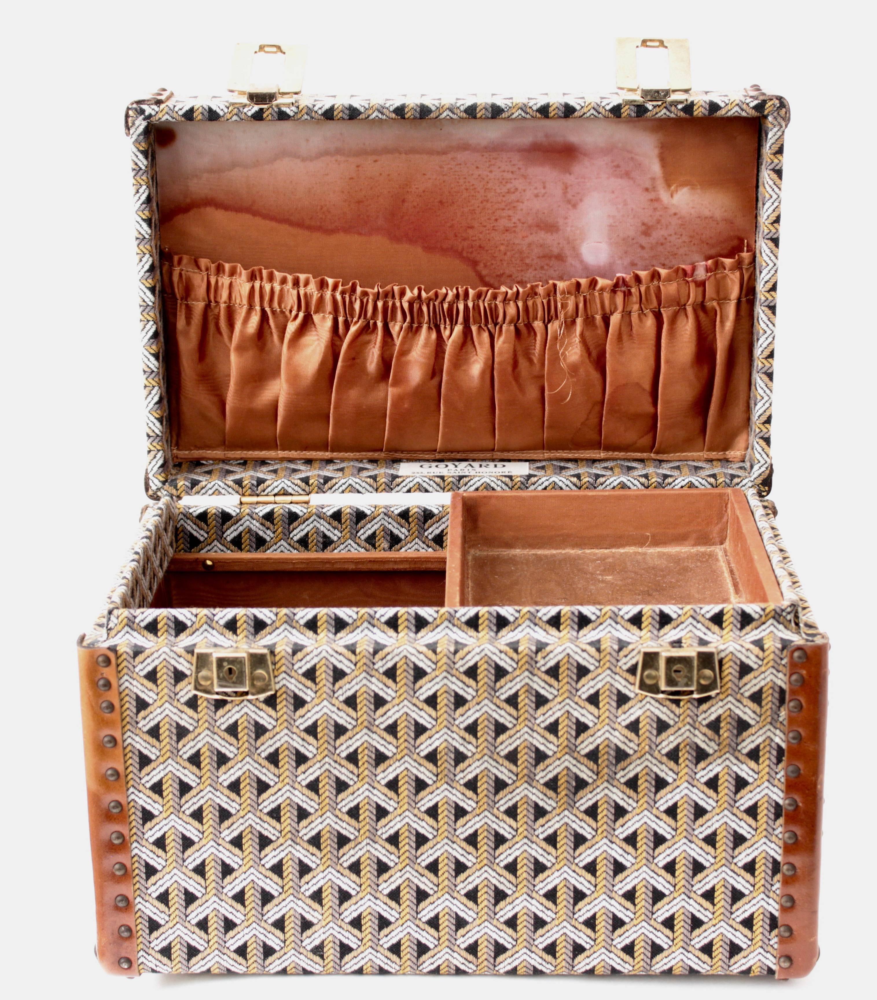 Goyard Paris Vintage Vanity Train Case Mini Trunk Beauty Bag Carry On, 1960s  In Good Condition In Port Saint Lucie, FL