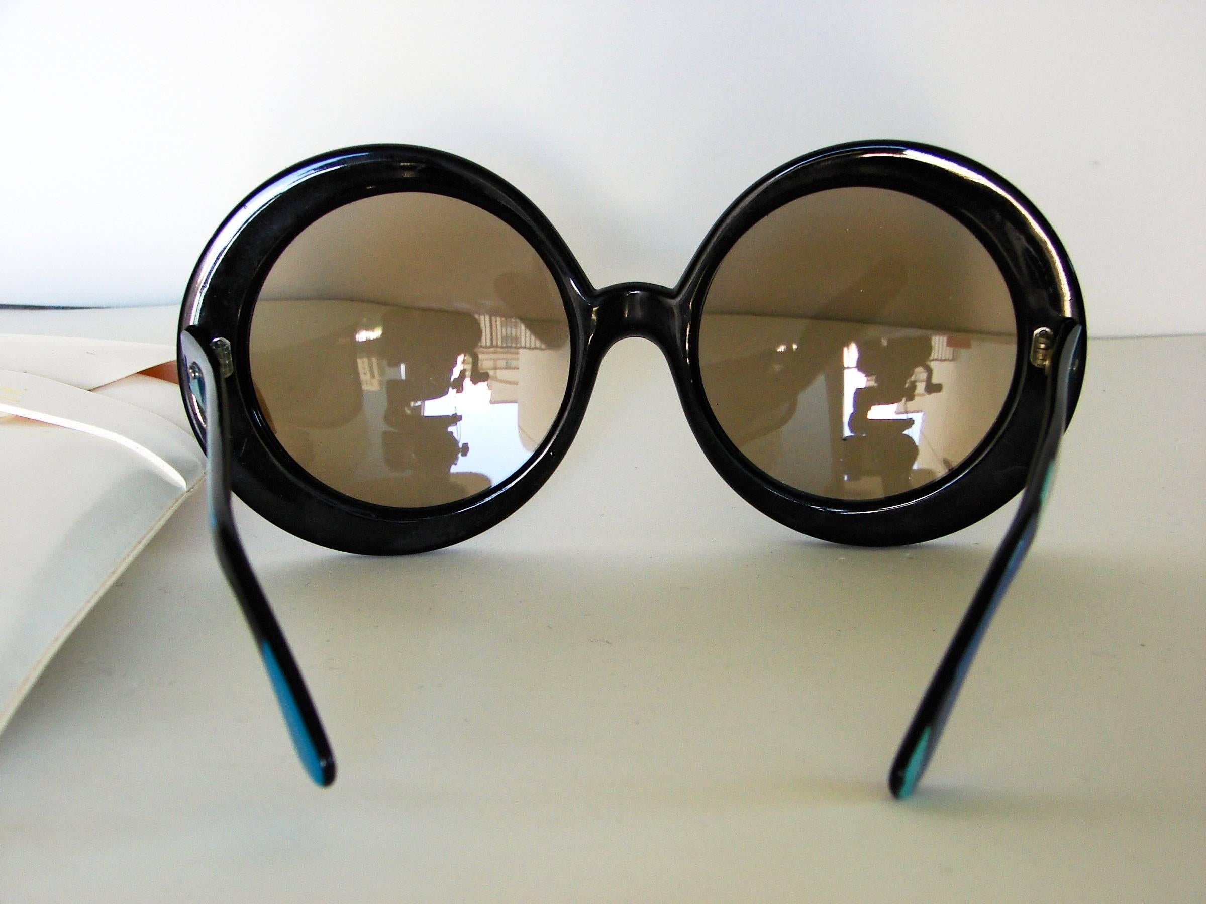 Women's 1970s Emilio Pucci Sunglasses with Case Retro Oversized Round Modern  