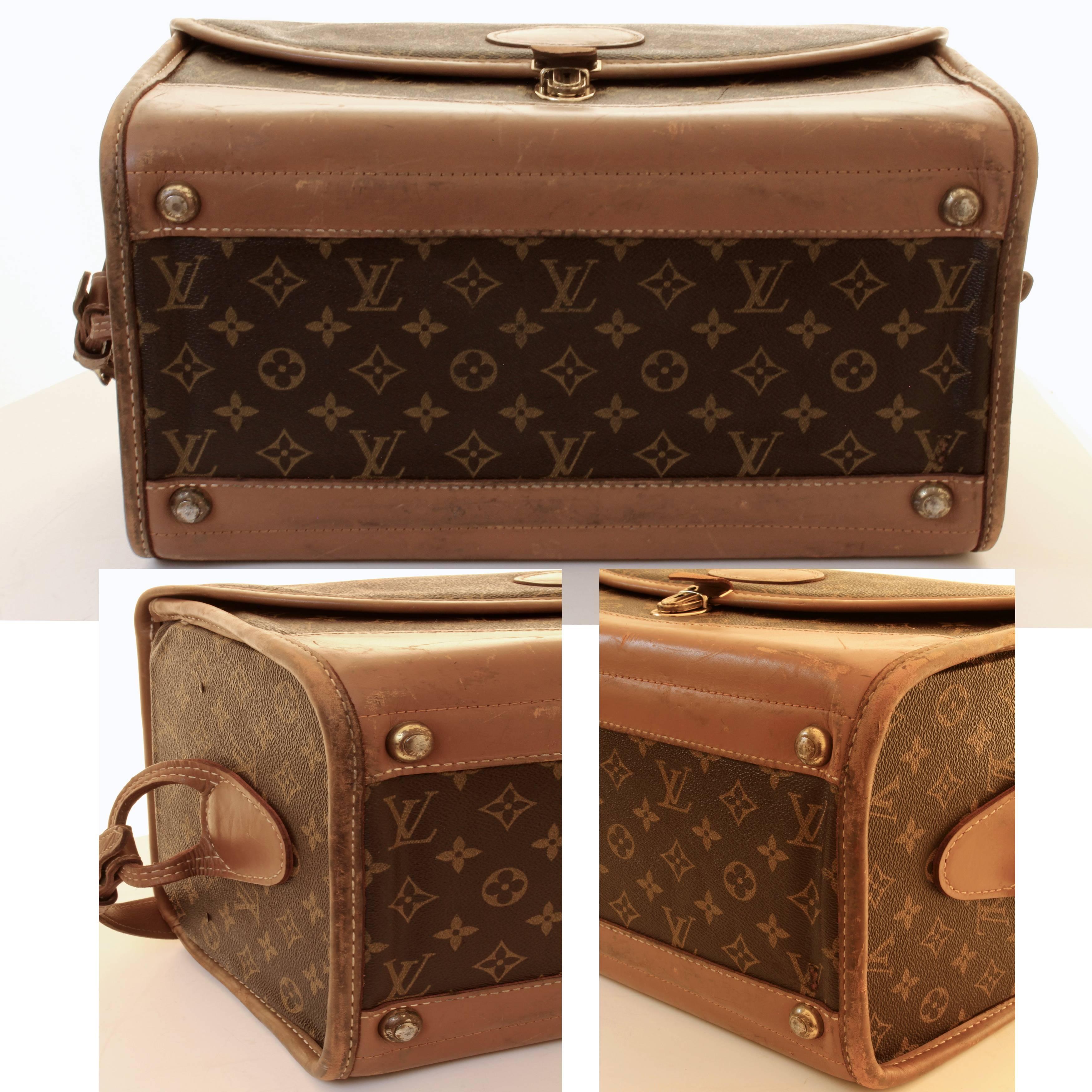 Vintage Louis Vuitton Train Case Monogram Canvas Travel Vanity Bag Beauty Case  2