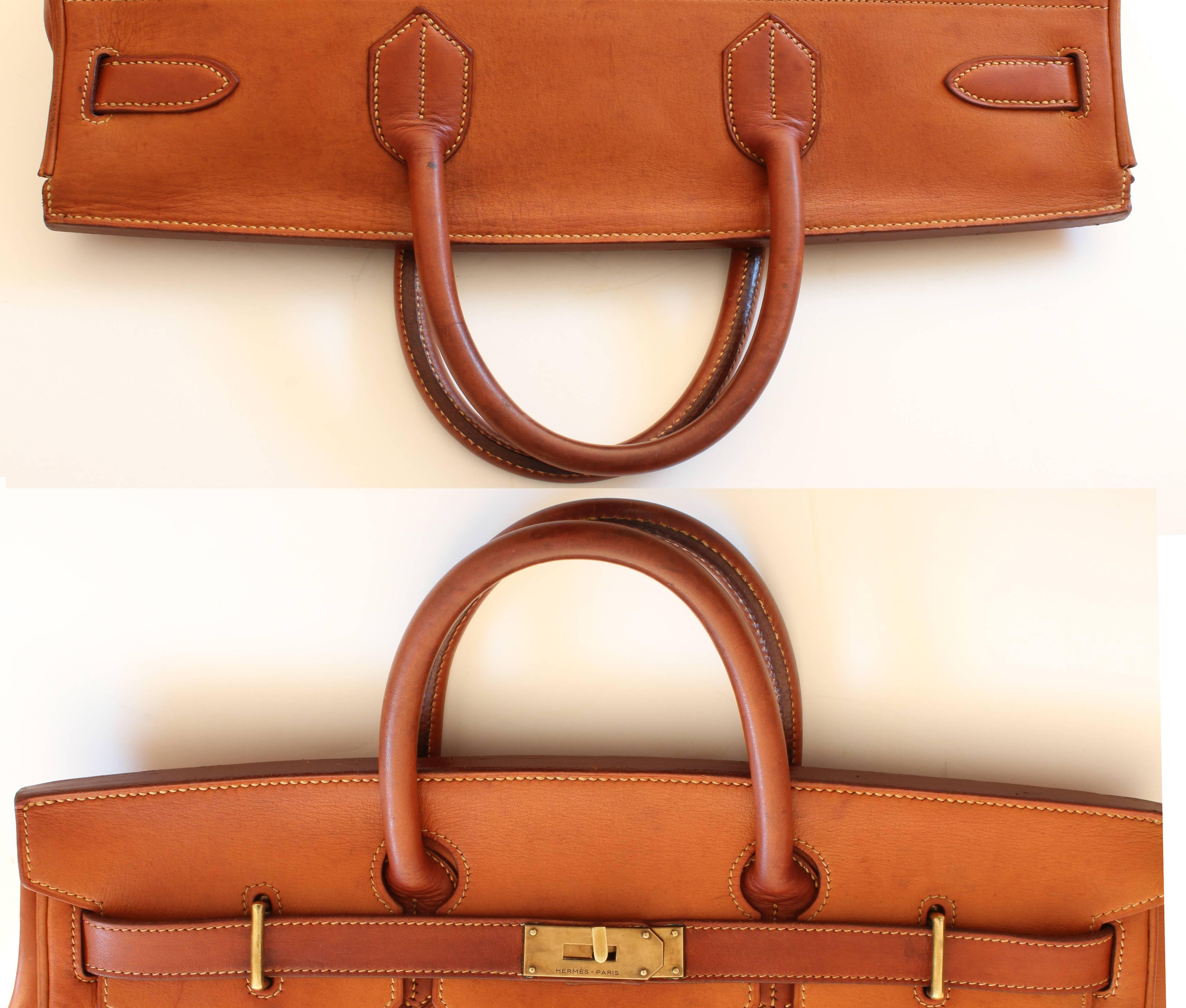 Hermes Haut a Courroies Bag HAC 45cm Travel Tote Rare Veau Grain Long Leather  3