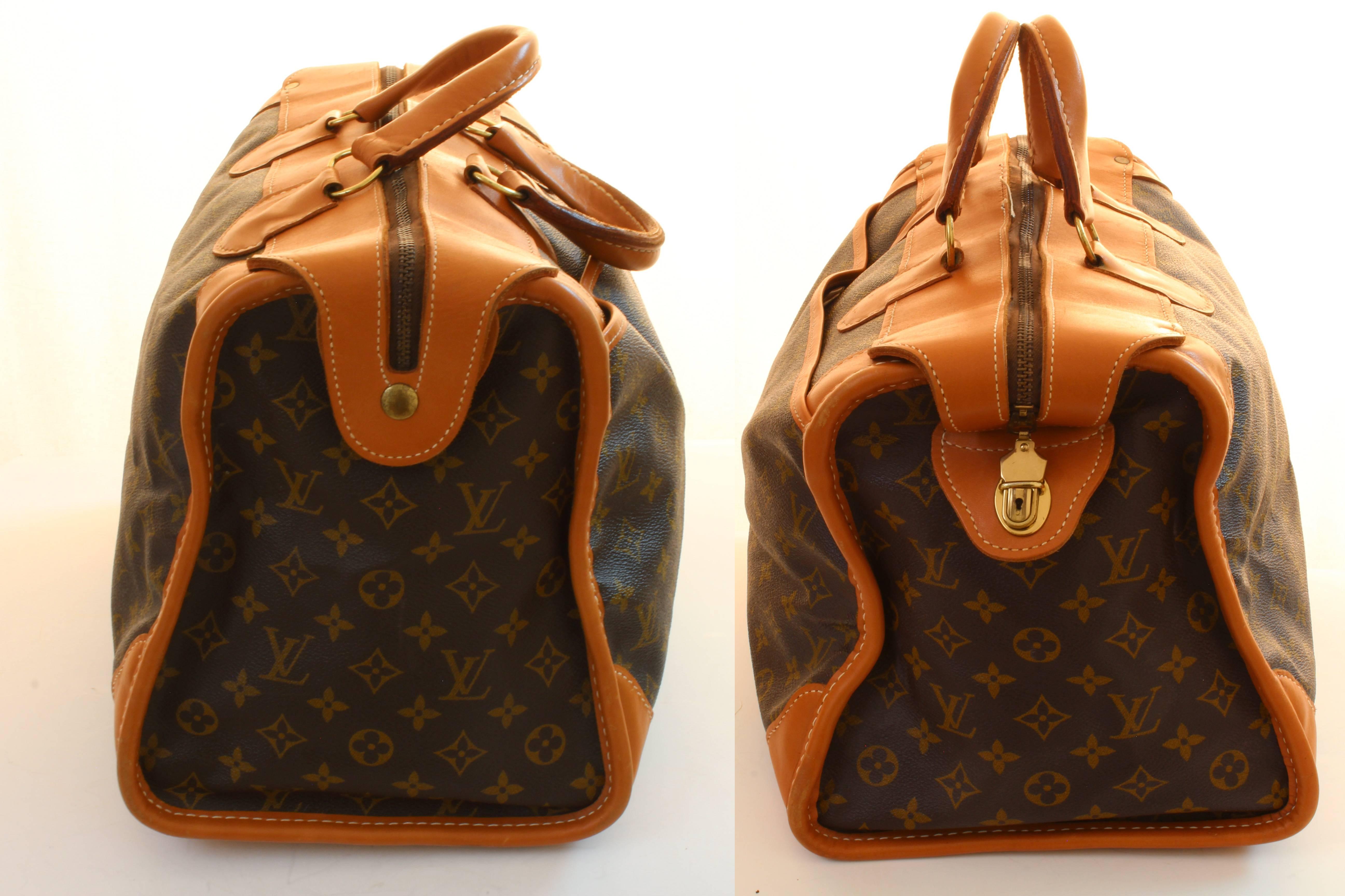 Louis Vuitton Monogram Tote Bag Carry On Keepall Luggage French Company 70s  In Good Condition In Port Saint Lucie, FL