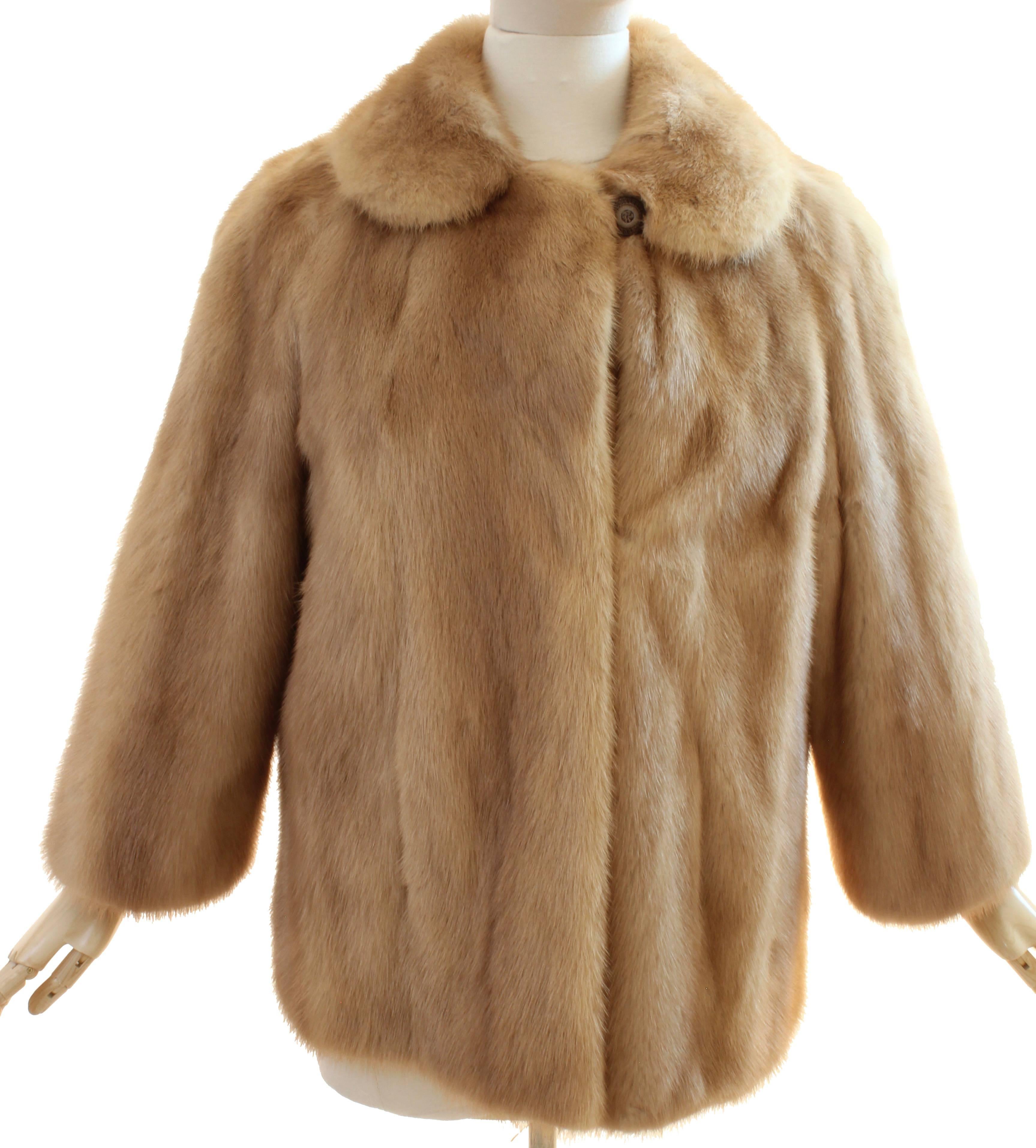 Brown Flemington Furs NJ Blonde Mink Jacket with Stand Up Collar, circa 1960s 