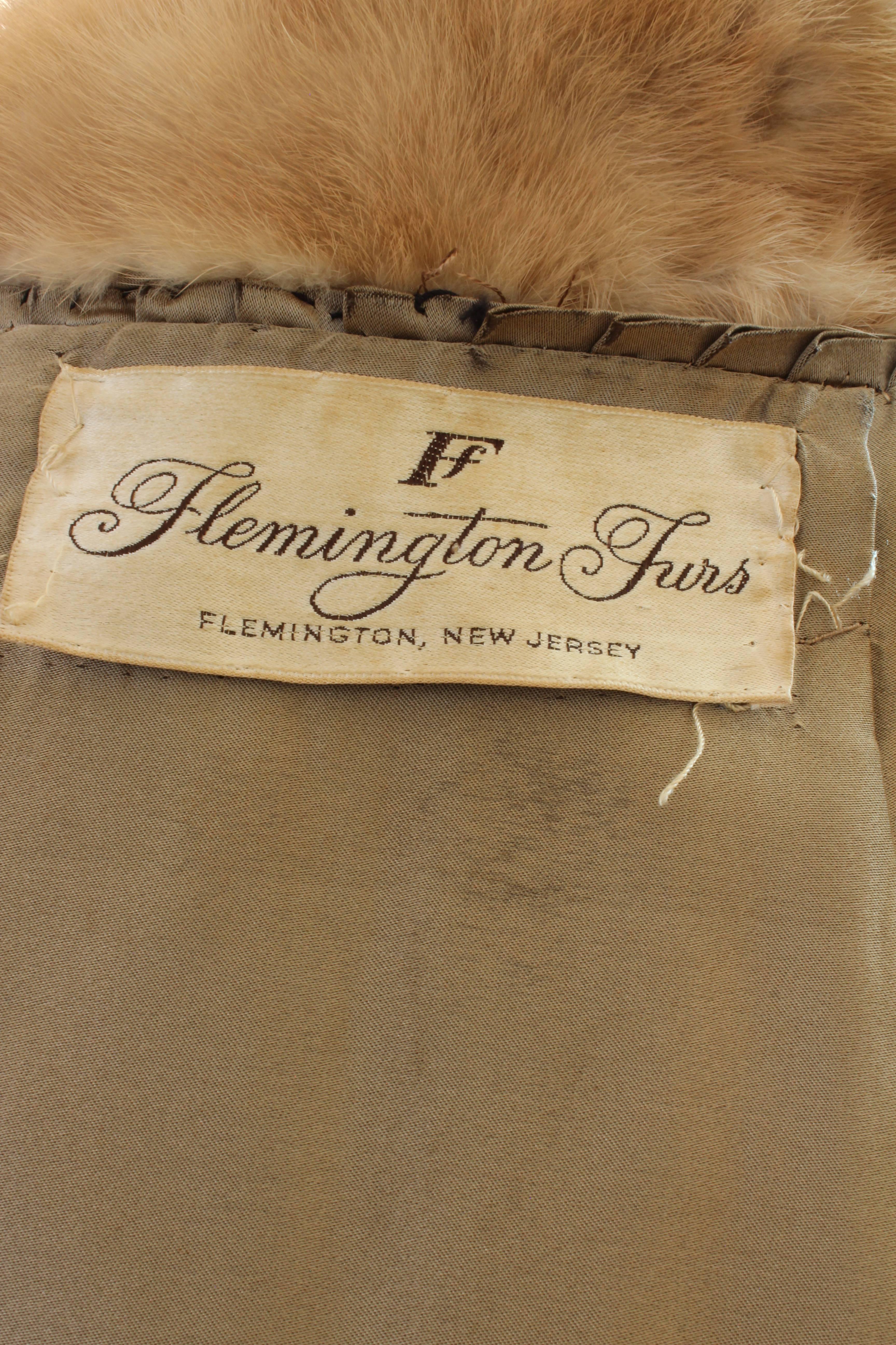 Flemington Furs NJ Blonde Mink Jacket with Stand Up Collar, circa 1960s  1