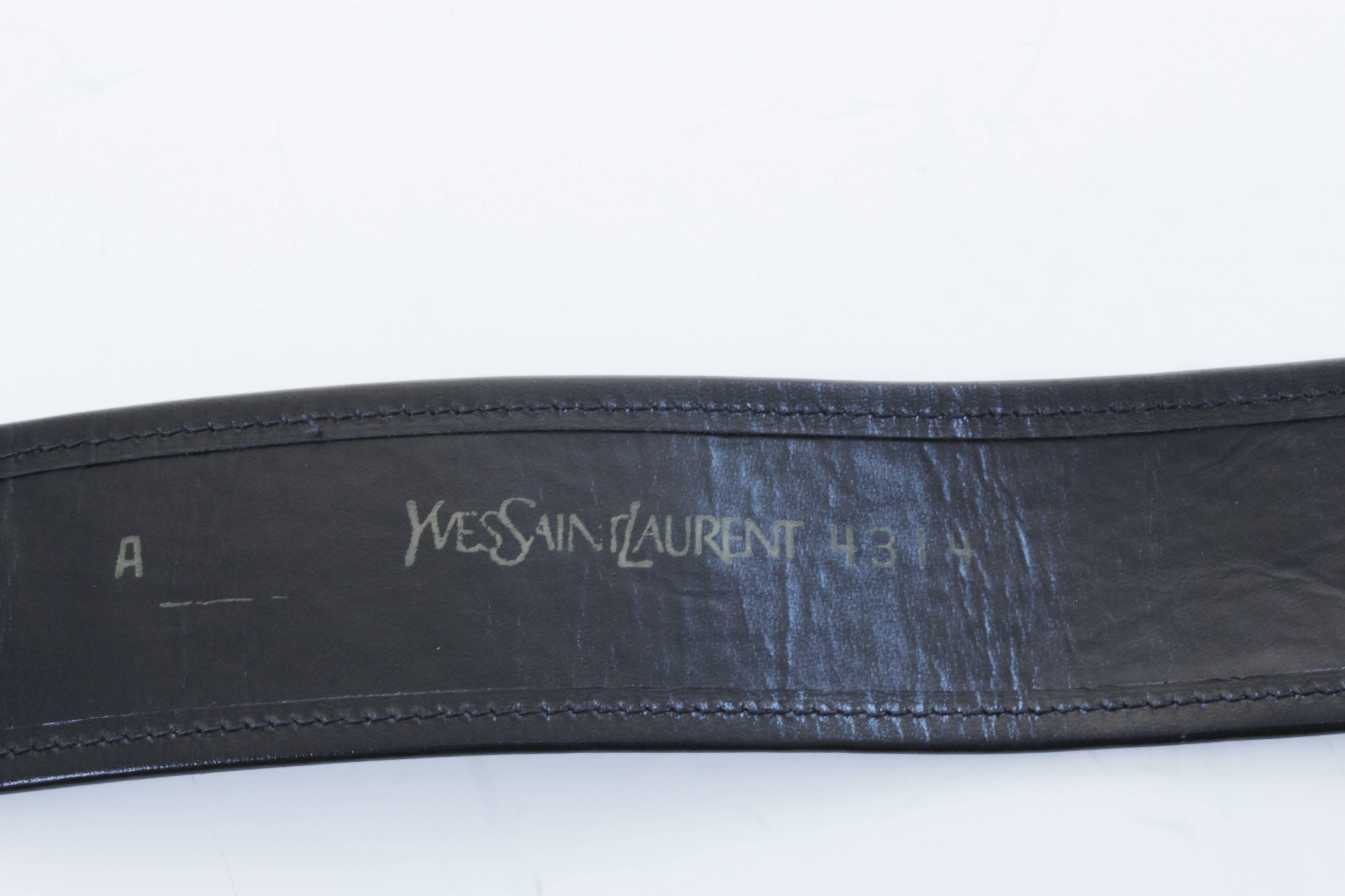 70s YSL Yves Saint Laurent Belt Black & White Abstract Print on Leather S 2