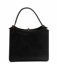 Coblentz Original Top Handle Bag Black Box Leather Structured Bag, 1960s