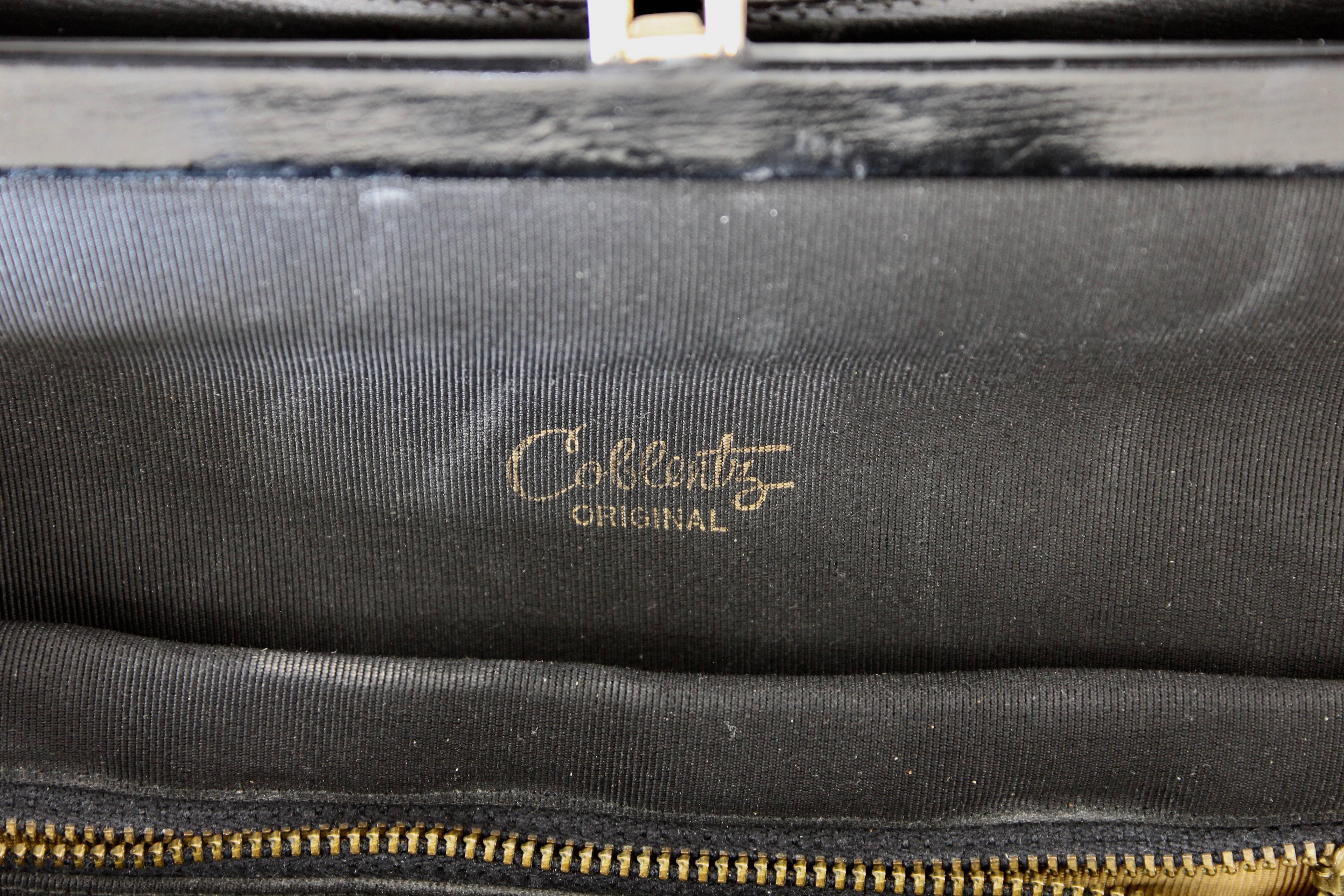 Coblentz Original Top Handle Bag Black Box Leather Structured Bag, 1960s  6