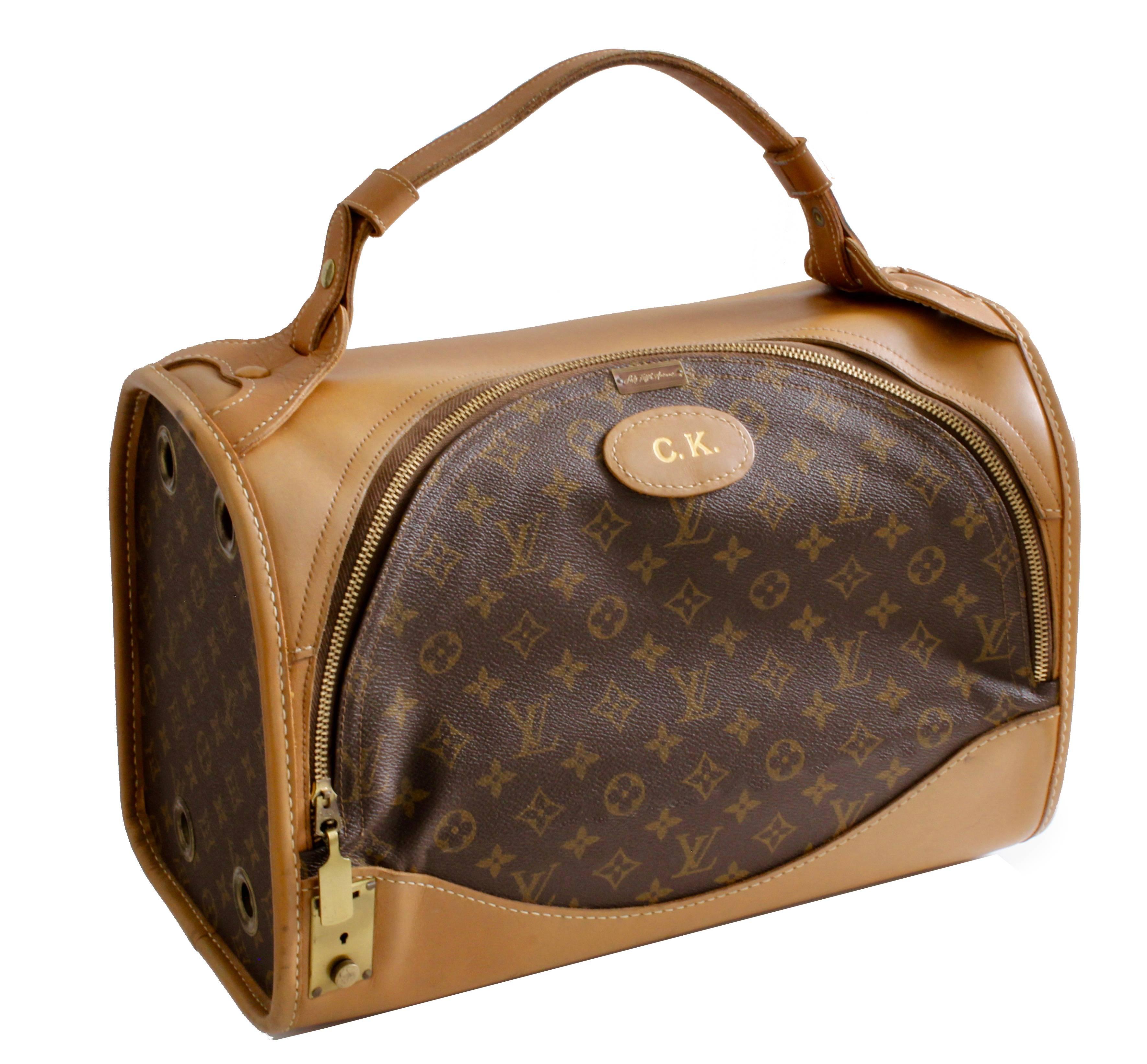 Brown Louis Vuitton French Company Sac Chien Monogram Dog Carrier Travel Bag 40cm 70s