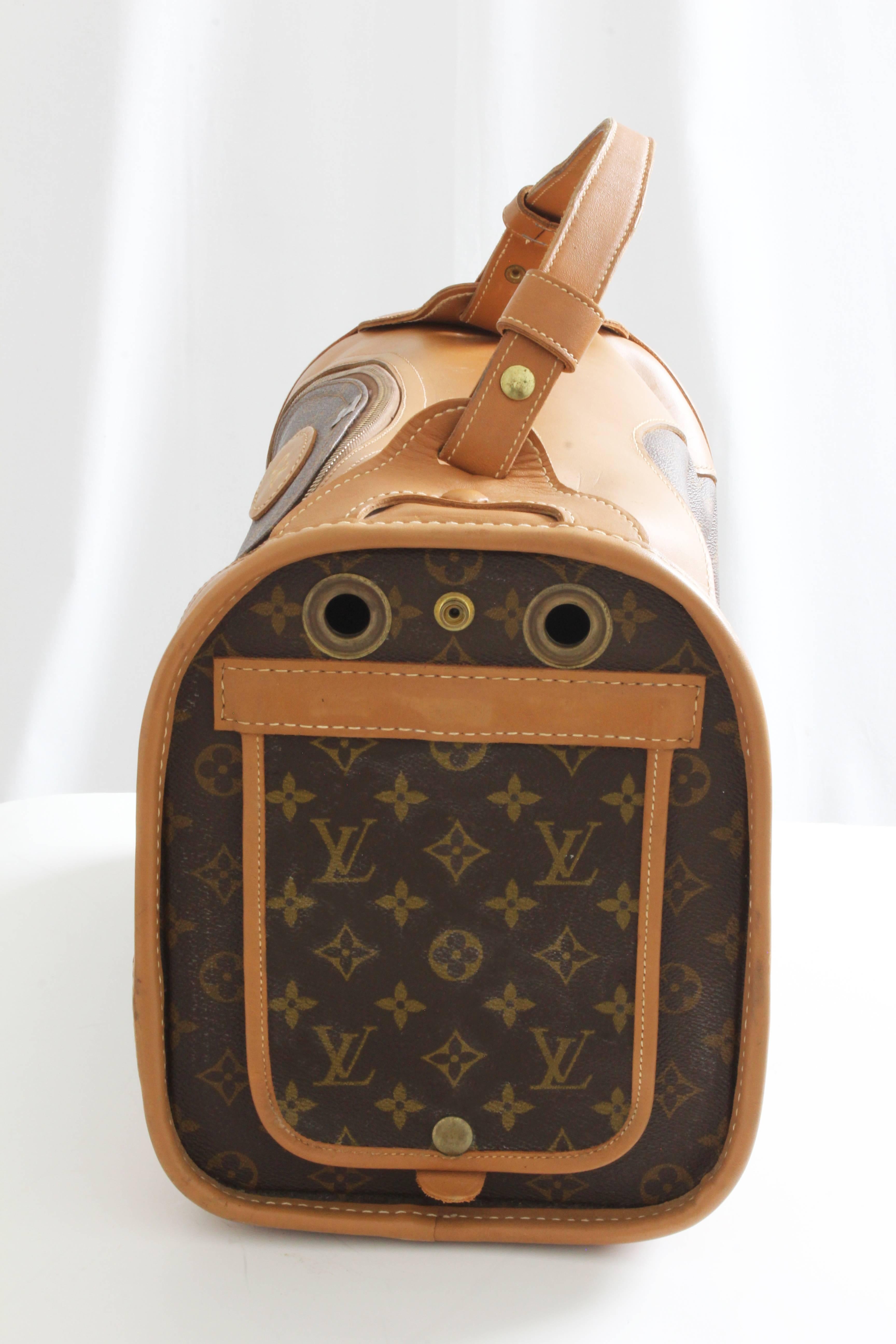 Women's or Men's Louis Vuitton French Company Sac Chien Monogram Dog Carrier Travel Bag 40cm 70s