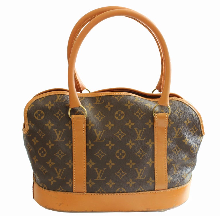 Rare Louis Vuitton French Co Sac Chien Small Dog Carrier or Tote Bag Luggage 70s For Sale at 1stdibs