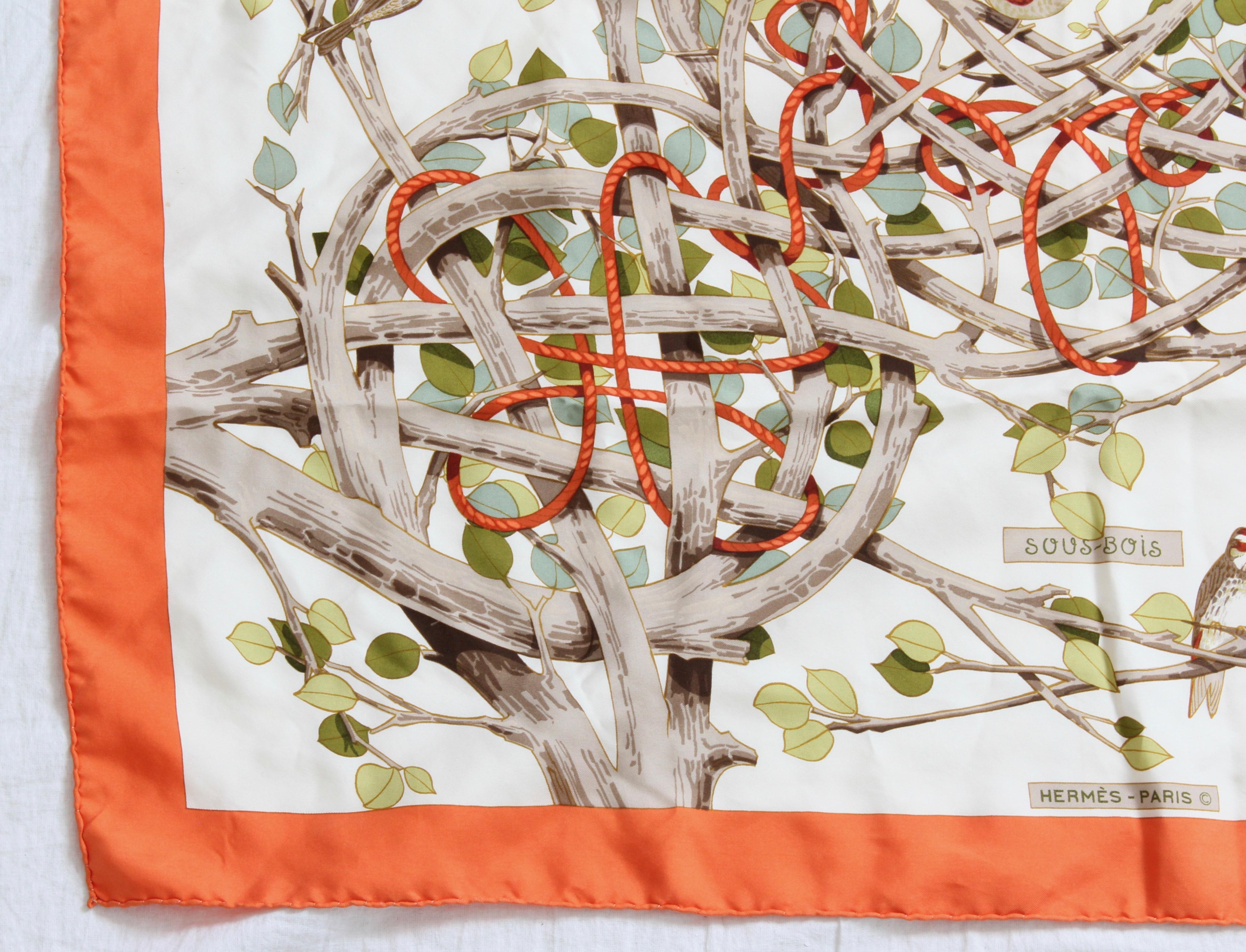 Hermes Vintage Sous-Bois  90cm Silk Twill Scarf Shawl by Francoise Heron 1