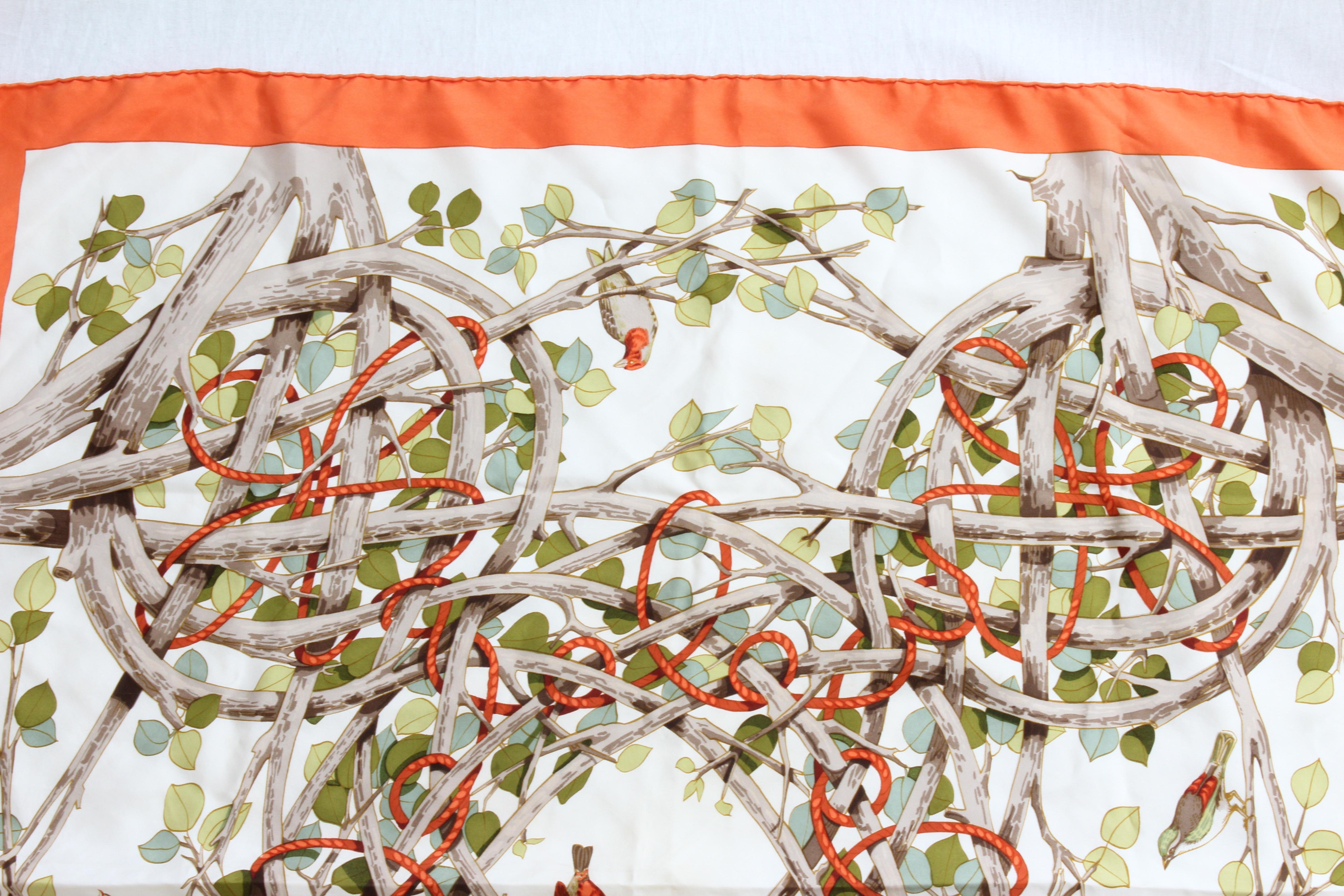 Hermes Vintage Sous-Bois  90cm Silk Twill Scarf Shawl by Francoise Heron 3