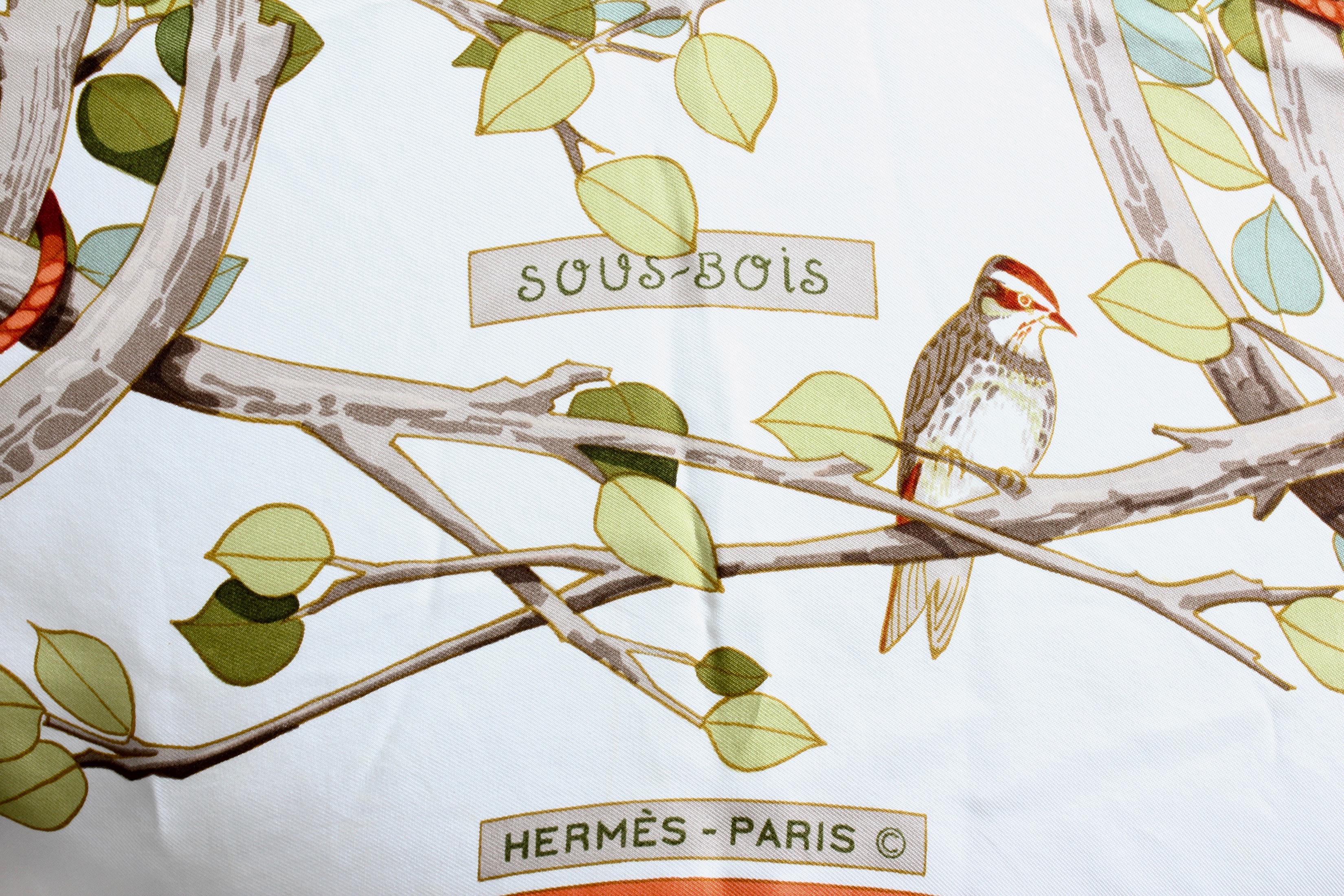 Hermes Vintage Sous-Bois  90cm Silk Twill Scarf Shawl by Francoise Heron 7
