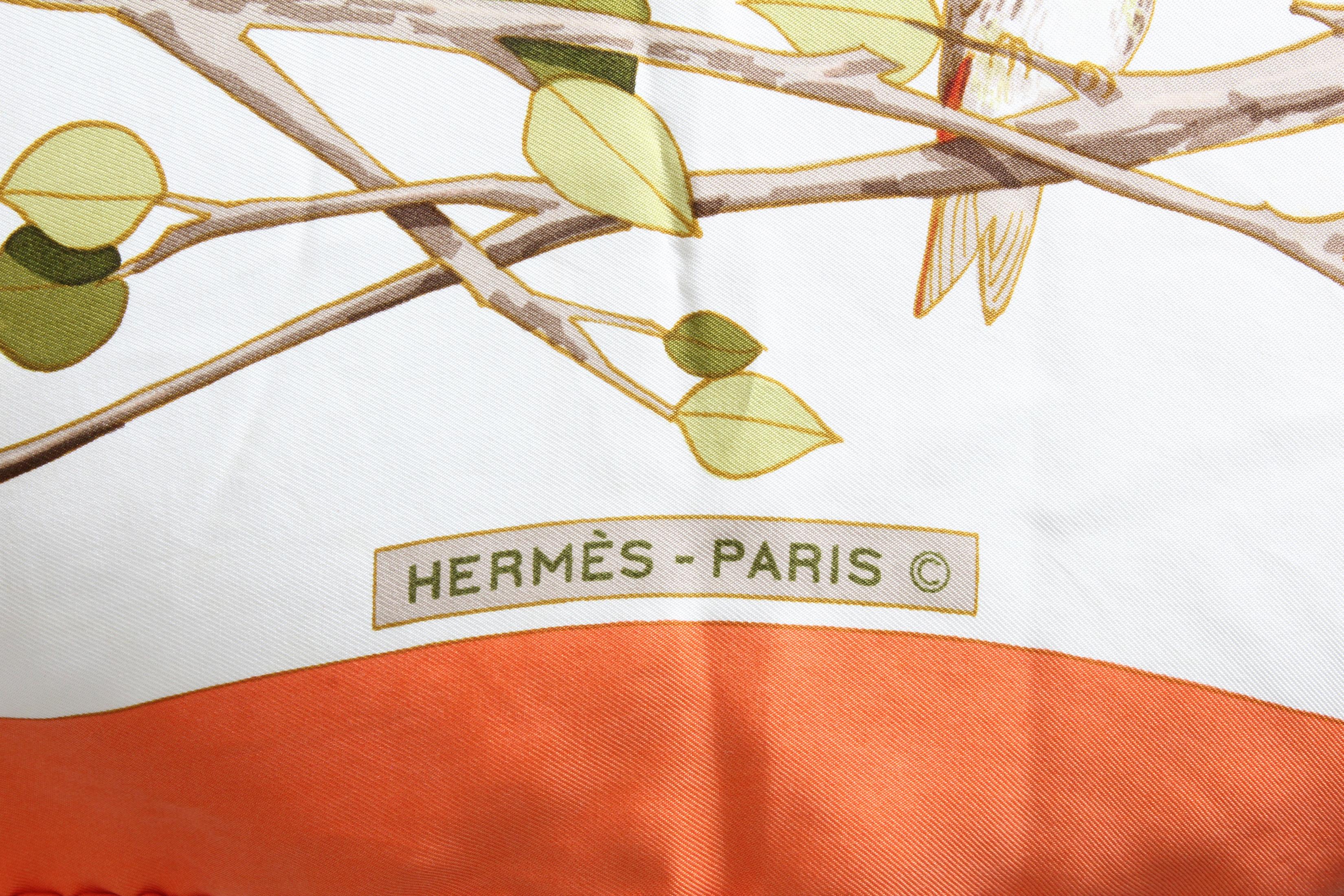 Hermes Vintage Sous-Bois  90cm Silk Twill Scarf Shawl by Francoise Heron 8