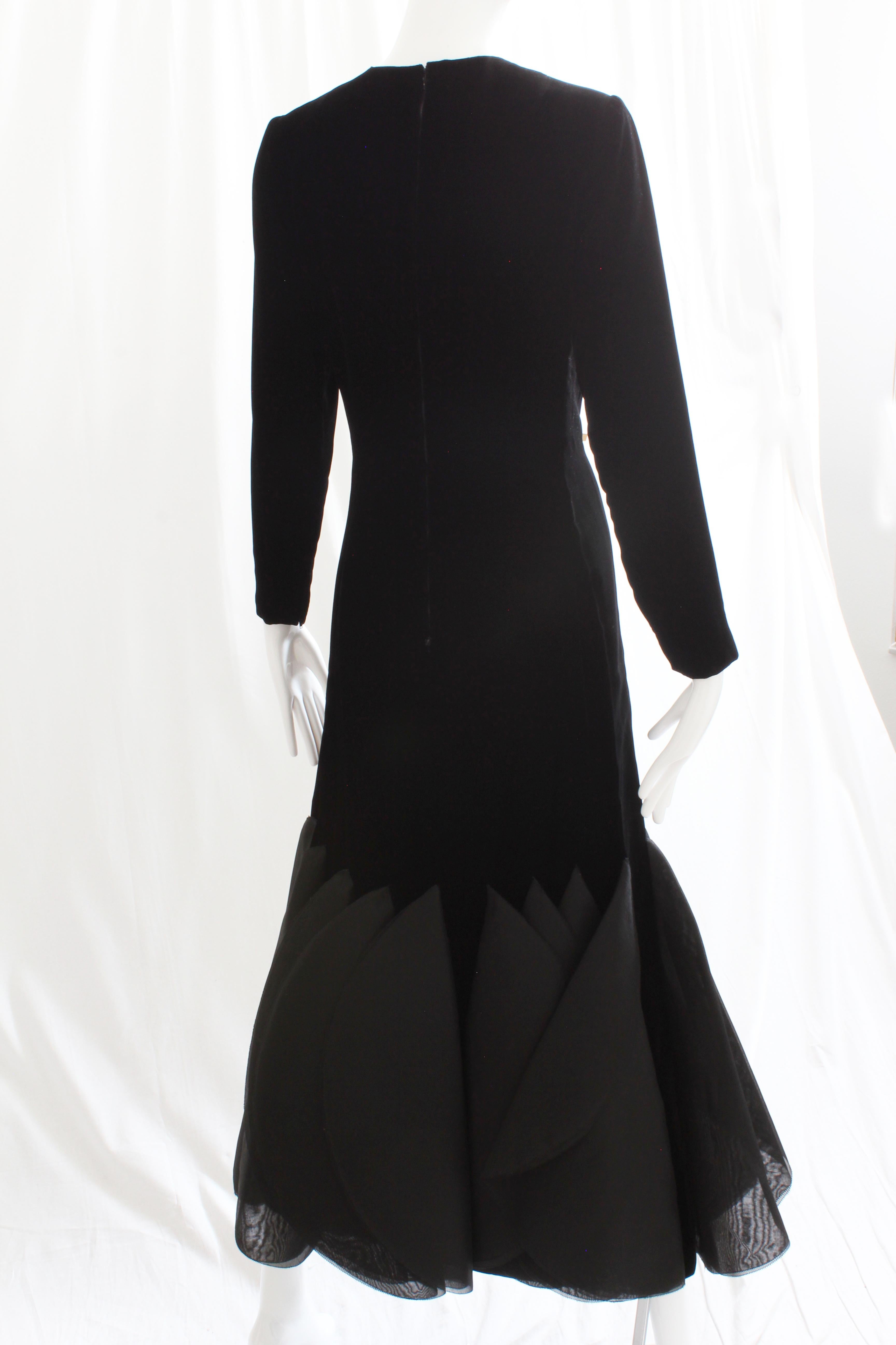 Black Pierre Cardin Evening Gown Panel Hem Rocket Dress Space Age & Futurism 1969 