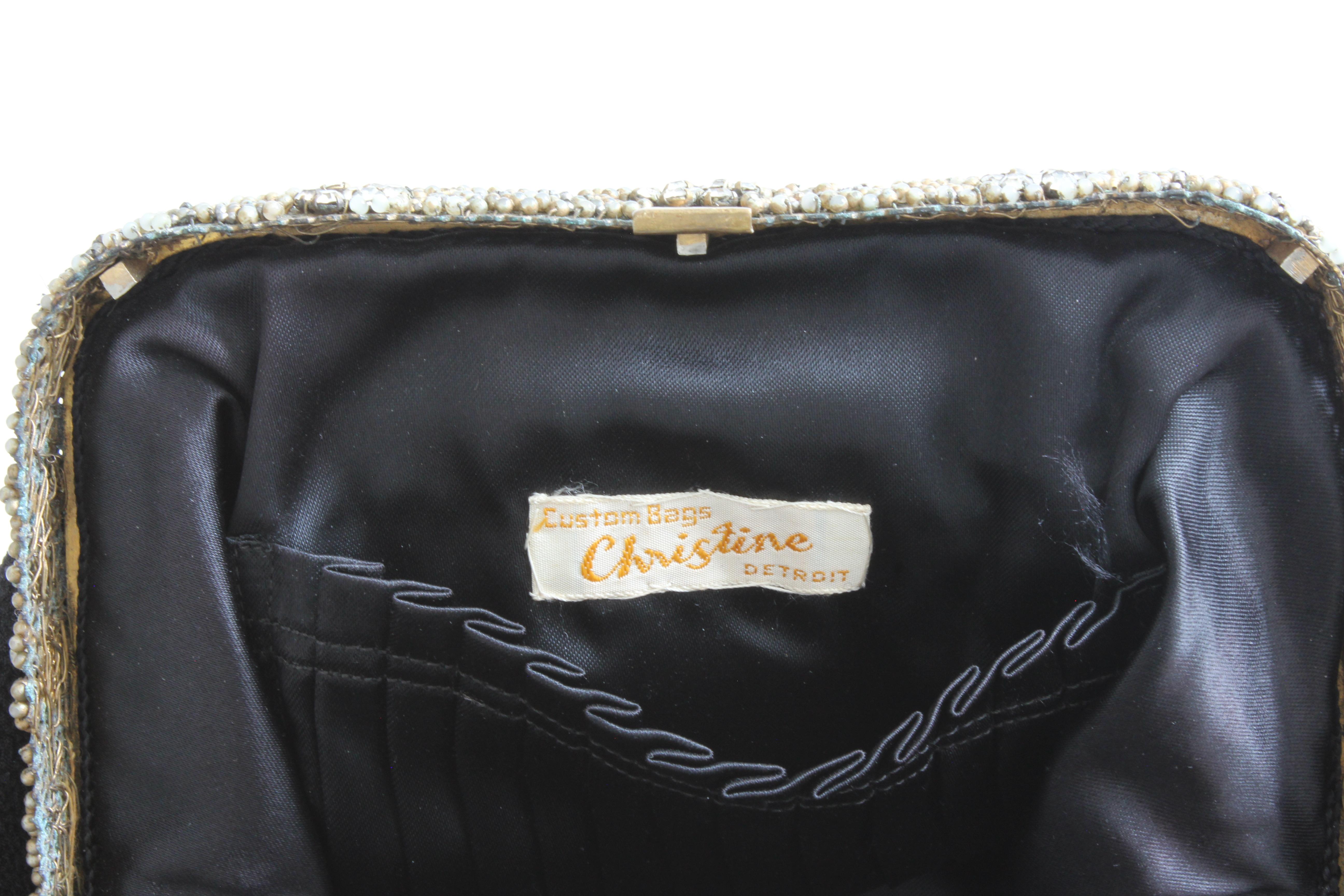 1940s Black Bag with Art Nouveau Hardware Custom Bags by Christine Detroit Rare 7