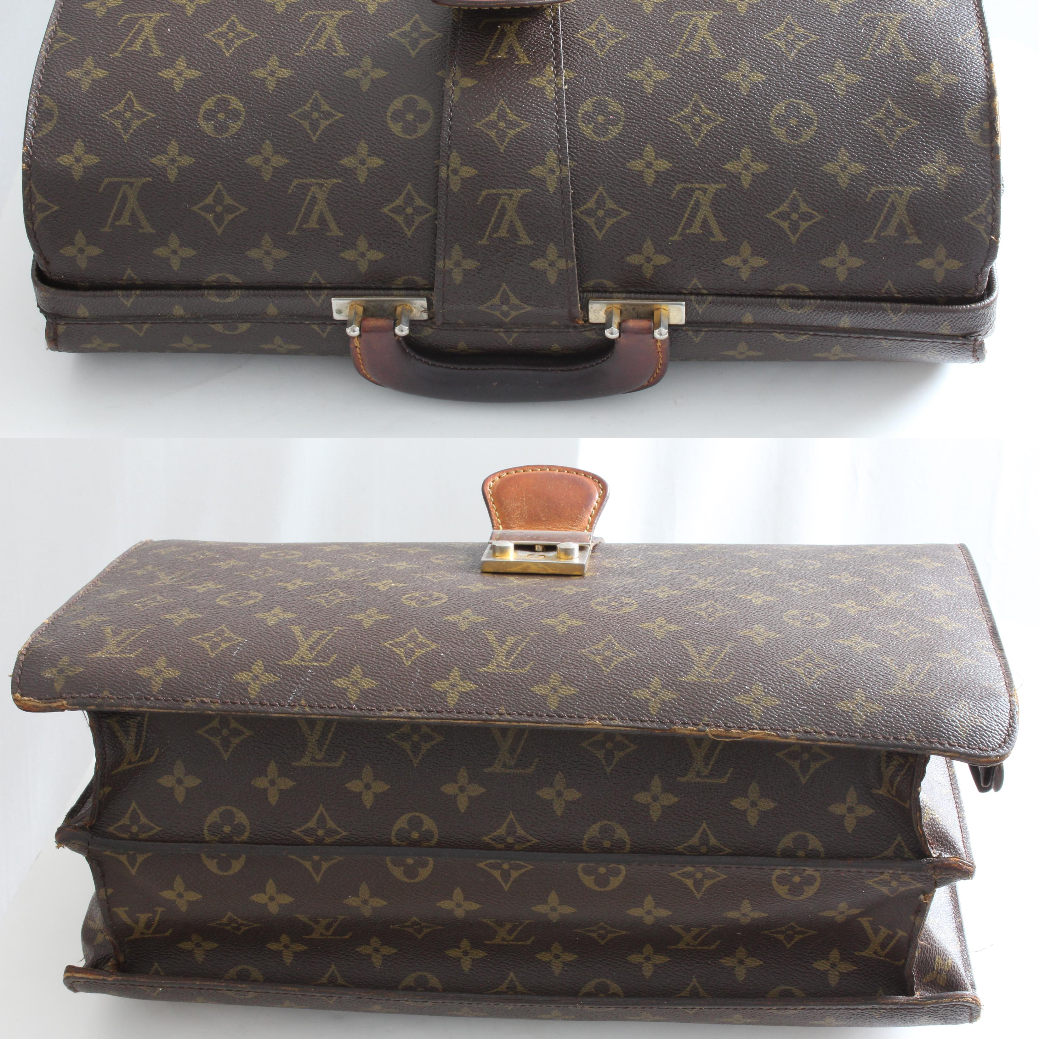 Women's or Men's Vintage Louis Vuitton Monogram Serviette Fermoir Briefcase 16in Travel Bag Saks