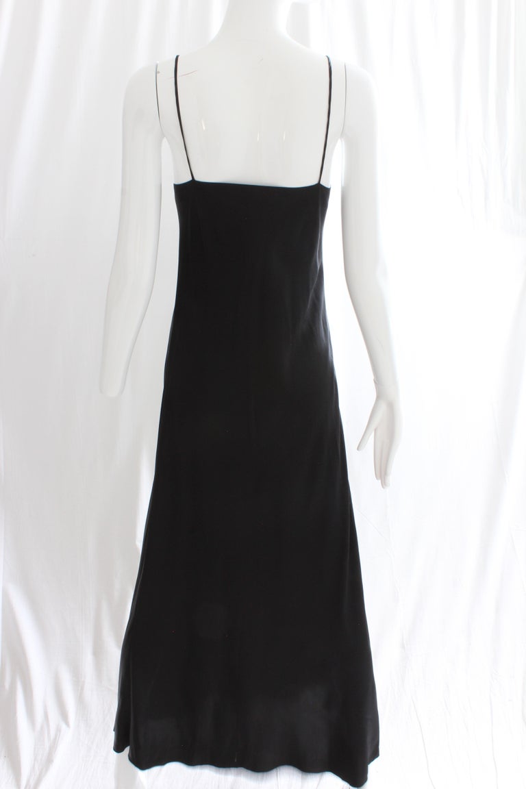 Saks Fifth Avenue Black Silk Charmeuse Slip Dress Long Gown Size M ...