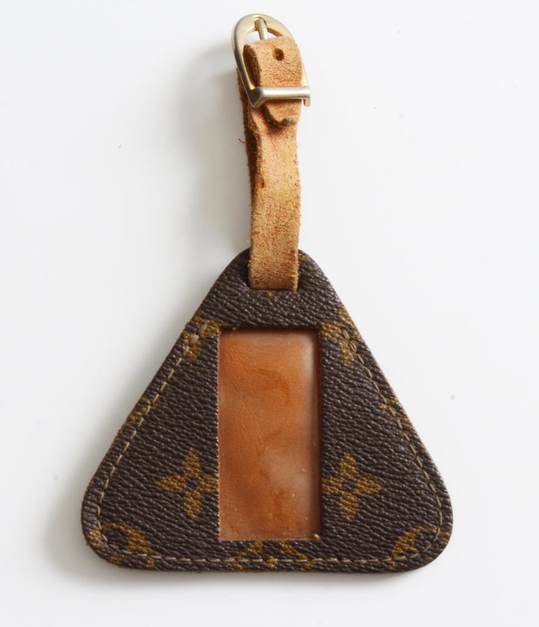 Vintage Louis Vuitton Luggage Tag ID Holder French Company Monogram Canvas Rare For Sale at 1stdibs
