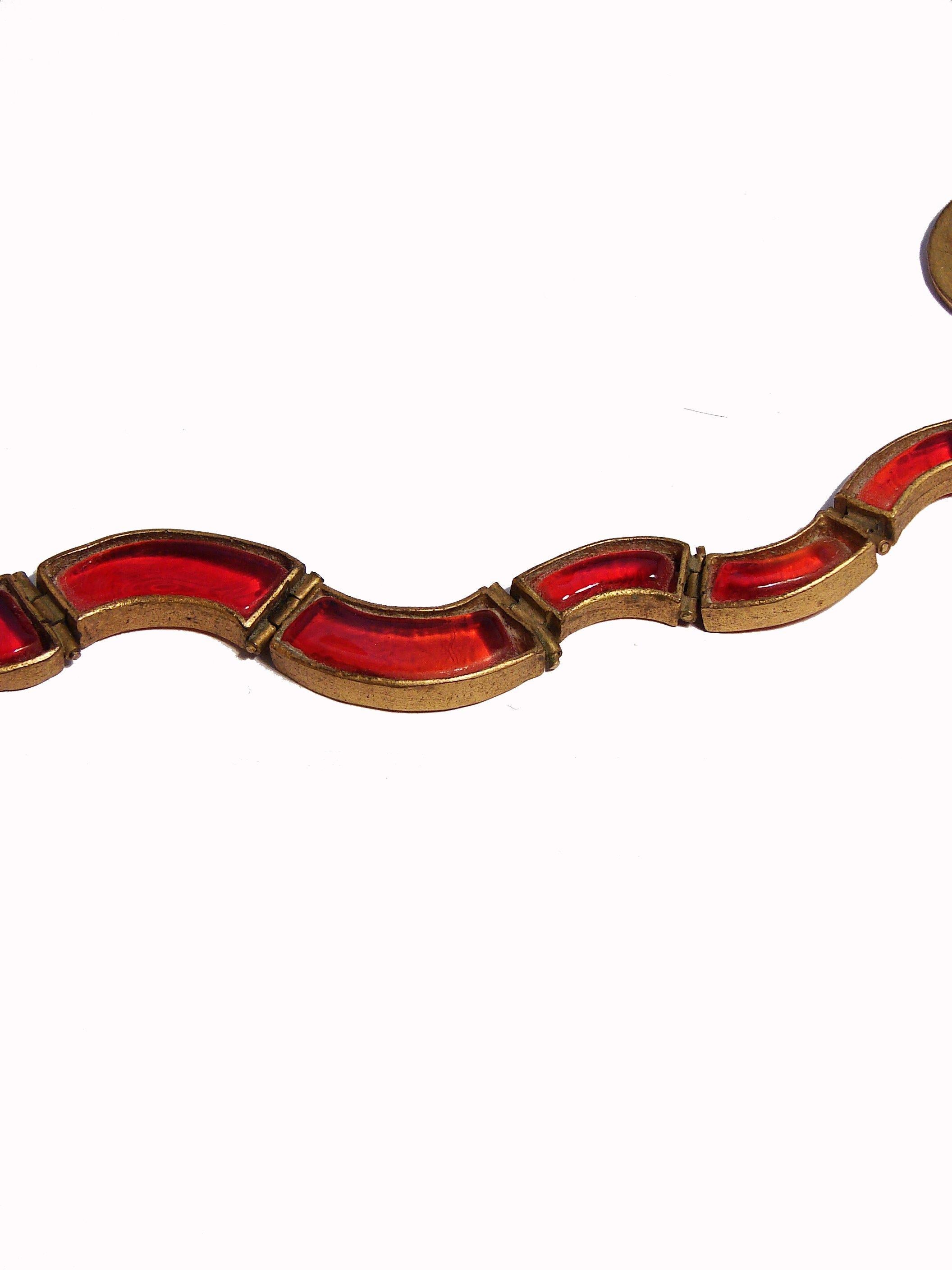 Chanel by Goossens Figural Pate de Verre Red Glass Serpent Bracelet, 1970s In Good Condition In Port Saint Lucie, FL