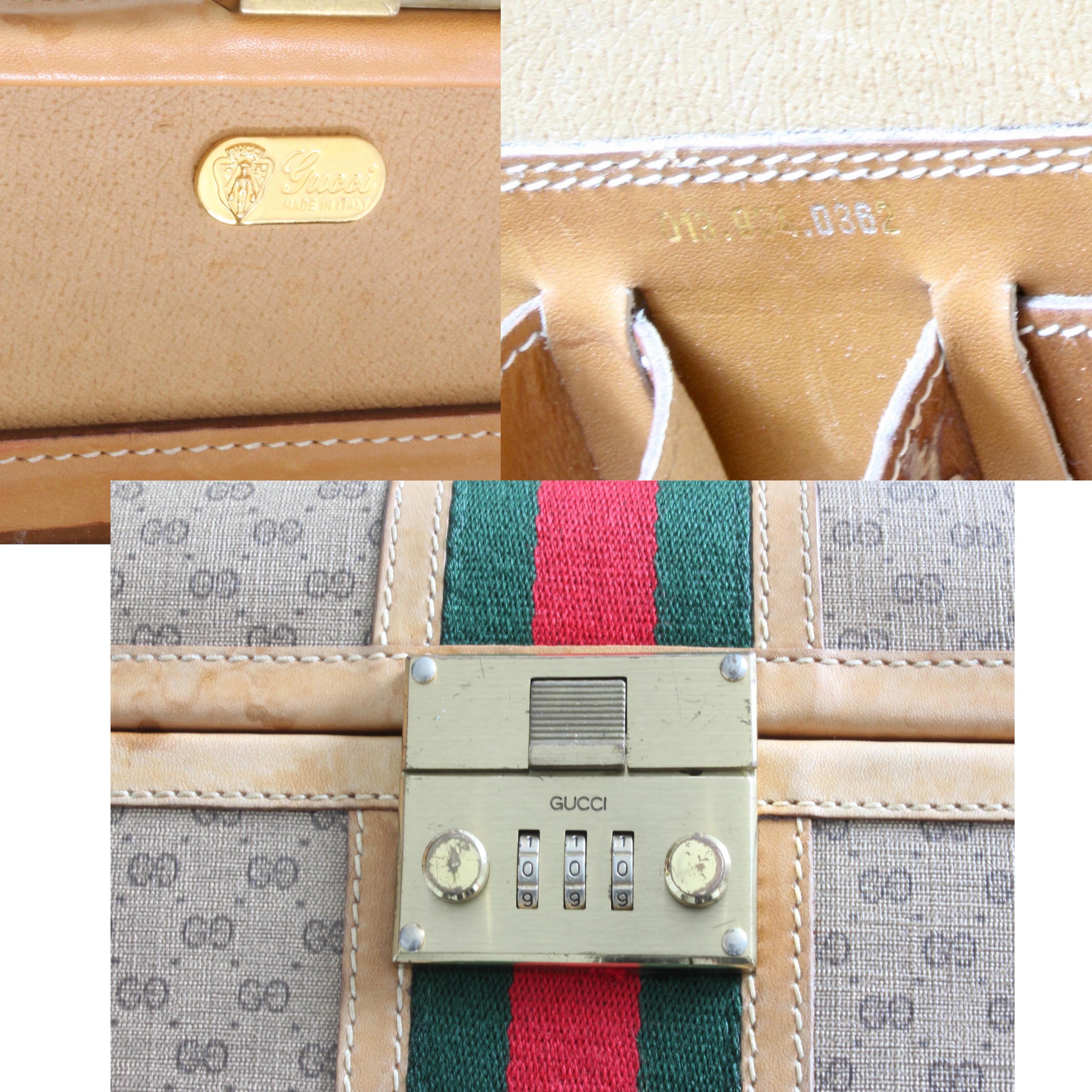 Gucci Train Case with Mirror & Lock GG Logo Canvas Webbing & Leather Travel Bag 2