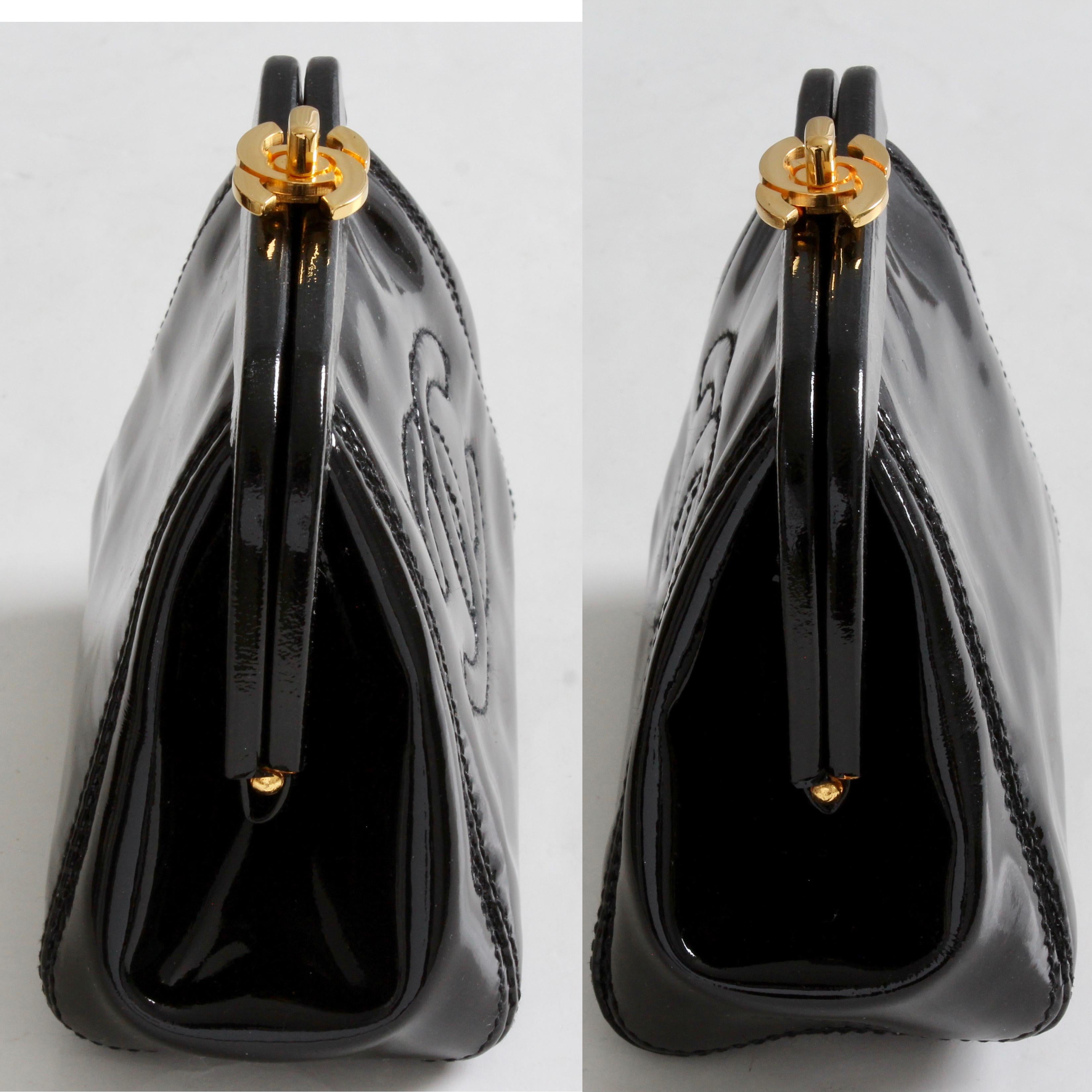 small black patent leather purse