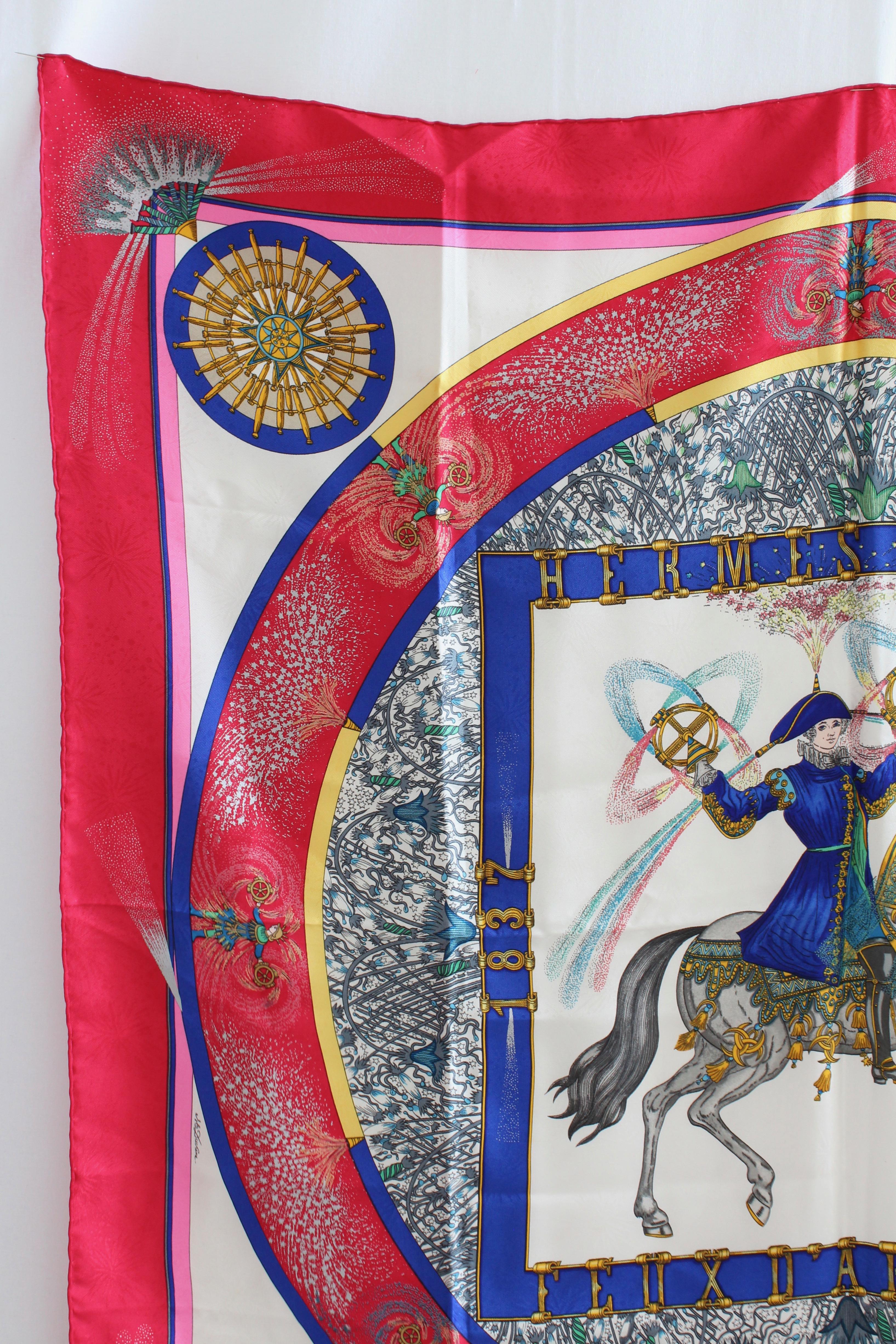 Hermes Feux d'Artifice Silk Scarf Shawl Carre Michel Duchêne Fireworks, 1987 In Good Condition In Port Saint Lucie, FL