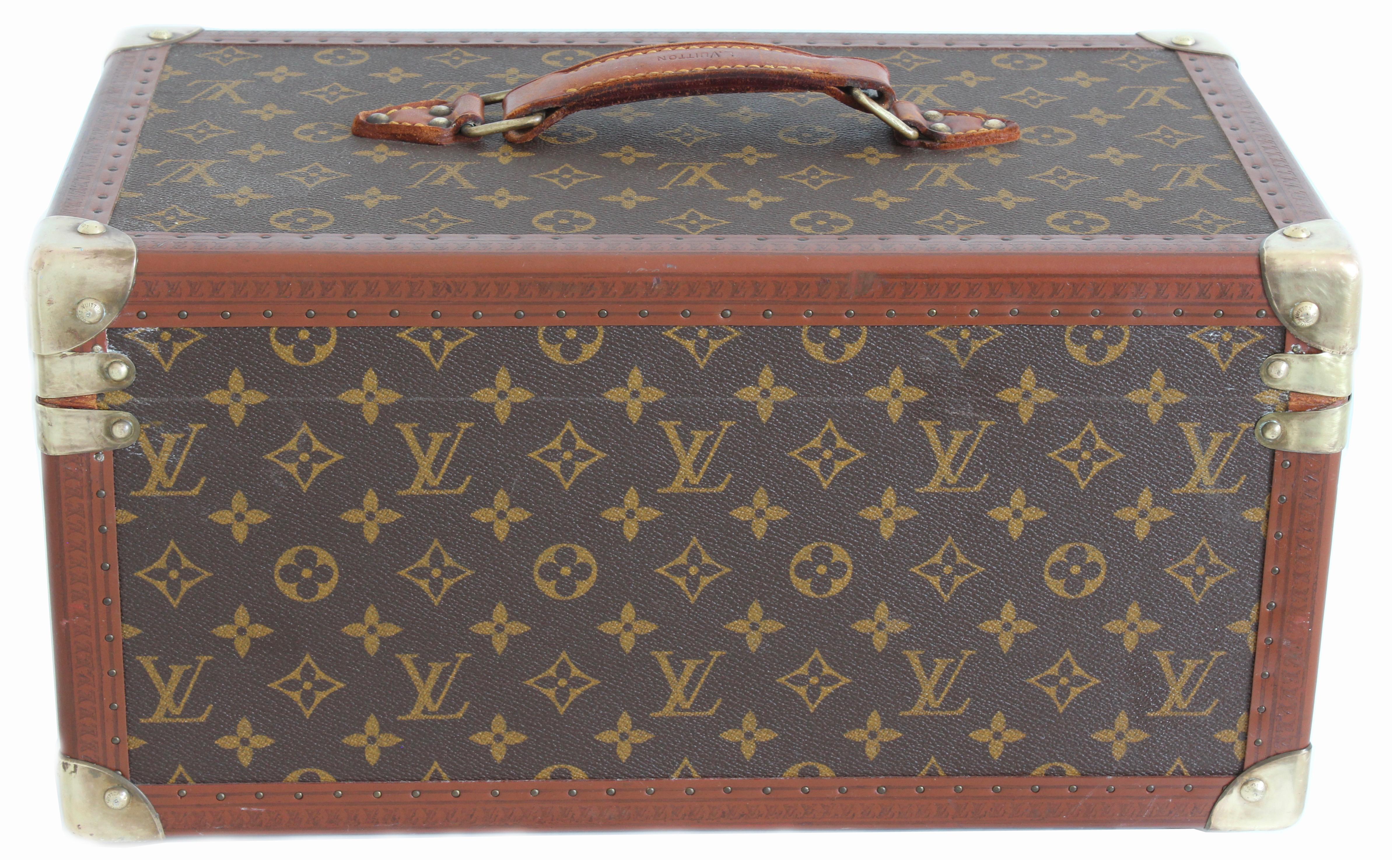 Louis Vuitton Monogram Train Case Vanity Small Trunk Boite Bouteilles Vintage 1