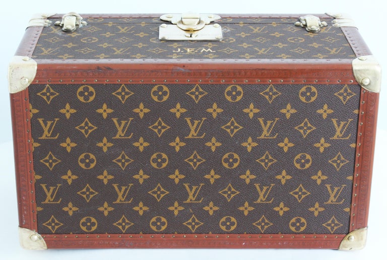 Louis Vuitton Monogram Train Case Vanity Small Trunk Boite Bouteilles  Vintage