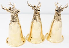 Raro set di bicchieri da bar Gucci placcato oro, calici da cocktail, set di 3 bicchieri in scatola